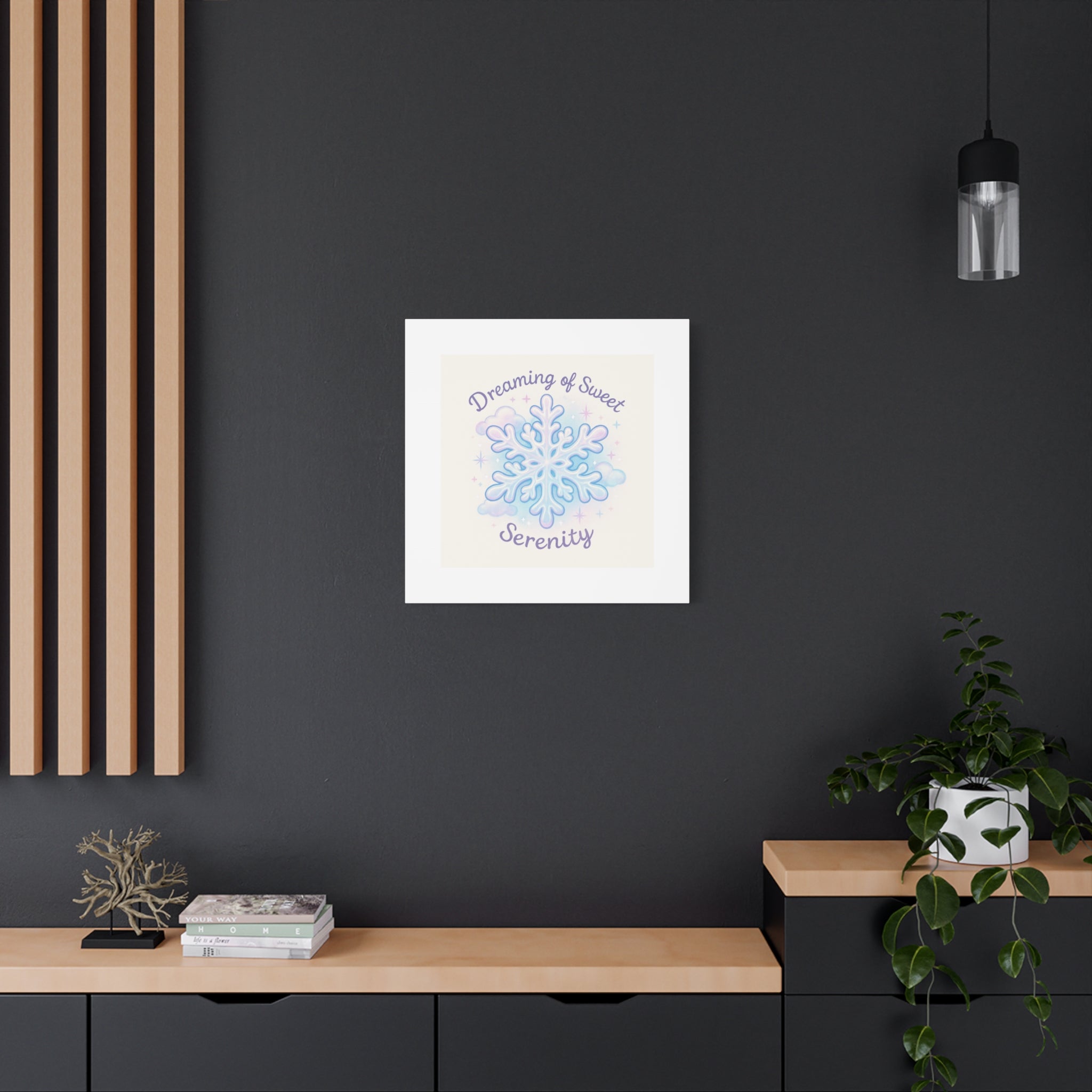 Canvas Wall Art - "Dreaming of Sweet Serenity" Snowflake Illustration