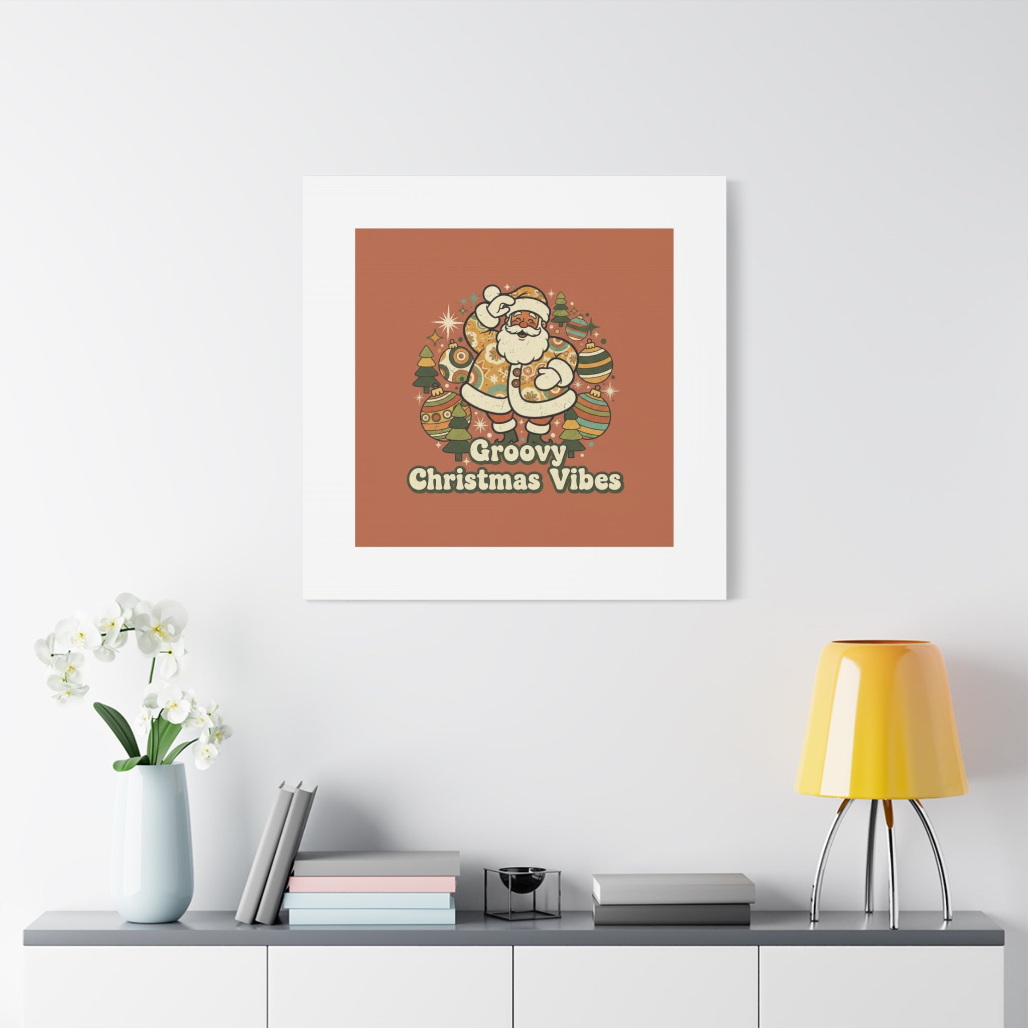 Groovy Christmas Vibes Canvas | 1970s Retro Holiday Art, Vintage Noel