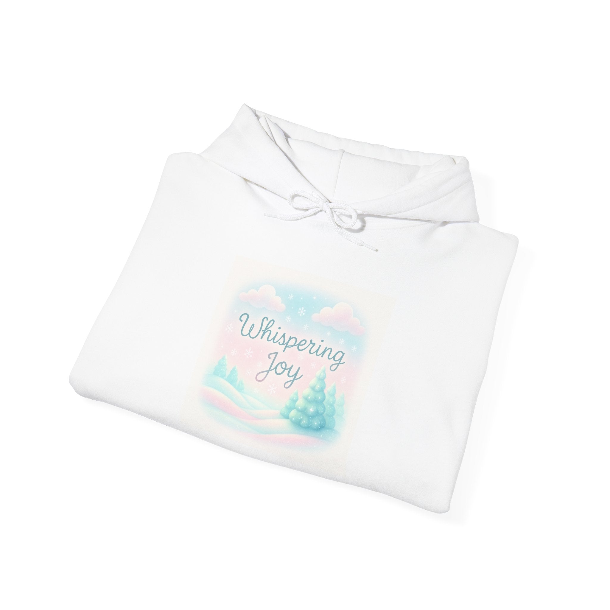 Whispering Joy Hoodie — Pastel Winter Scene Christmas Sweatshirt