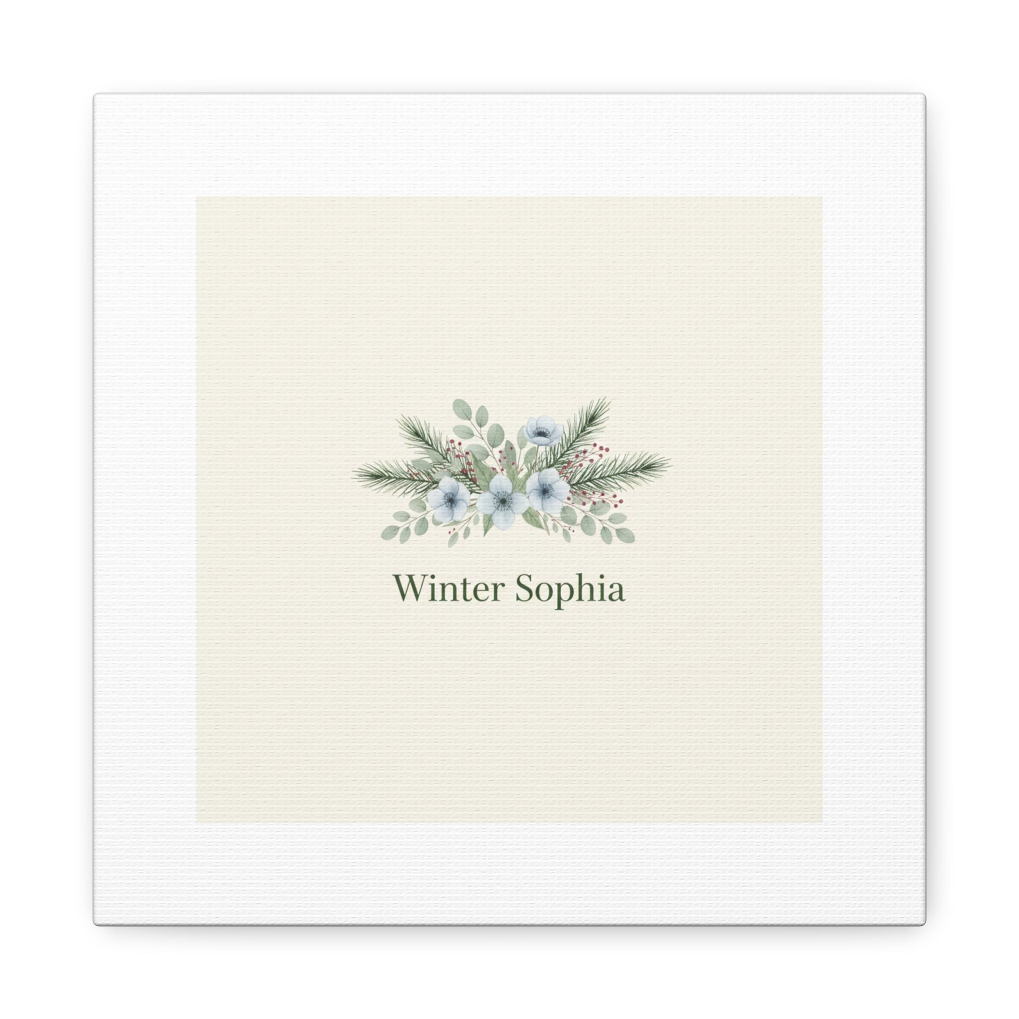 Winter floral wreath Canvas, pine branch botanical art | Minimal winter florals