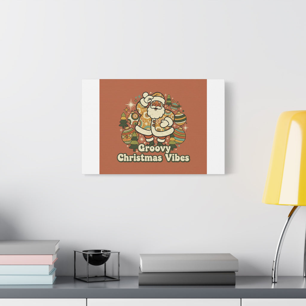 Groovy Christmas Vibes Canvas | 1970s Retro Holiday Art, Vintage Noel