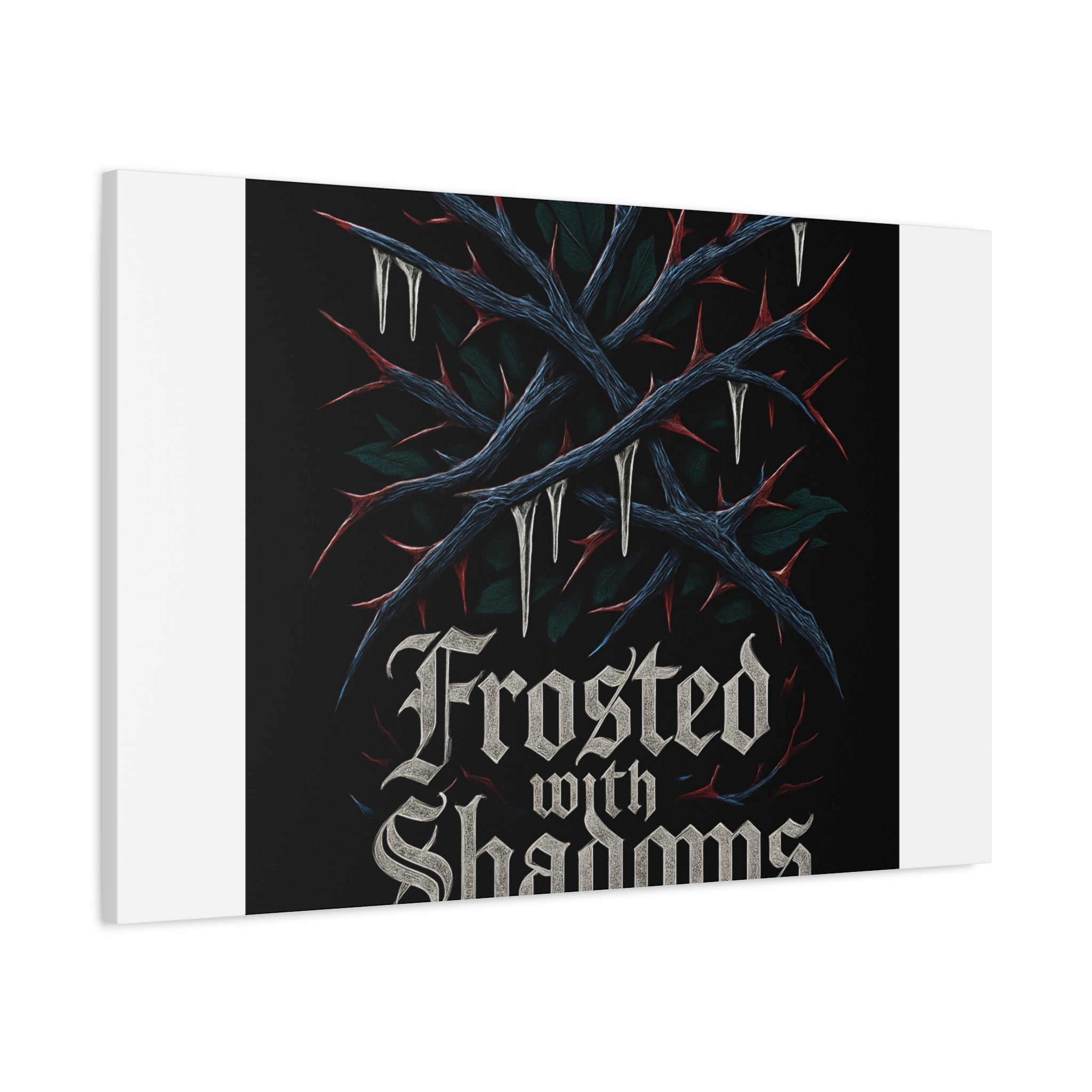 Frosted With Shadows Canvas Art — Gothic Winter Icicle Wall Decor
