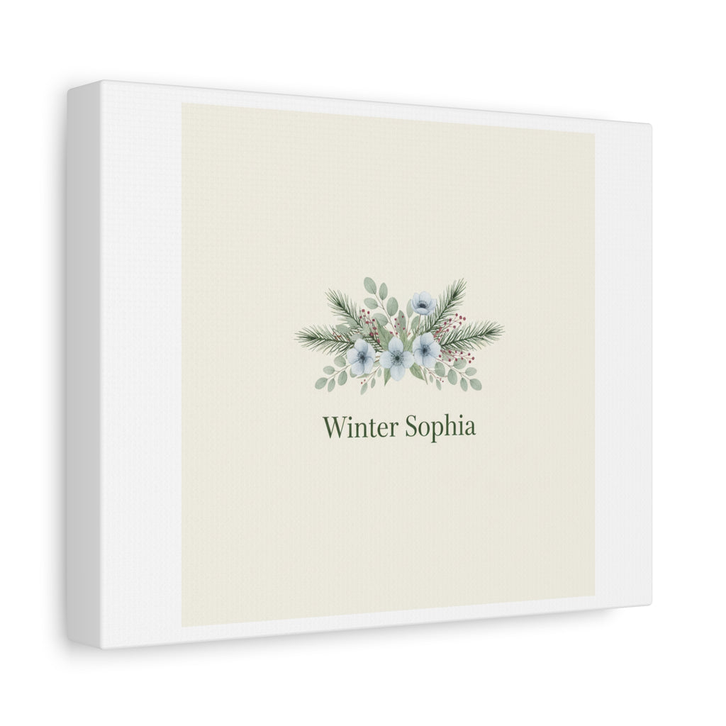 Winter floral wreath Canvas, pine branch botanical art | Minimal winter florals