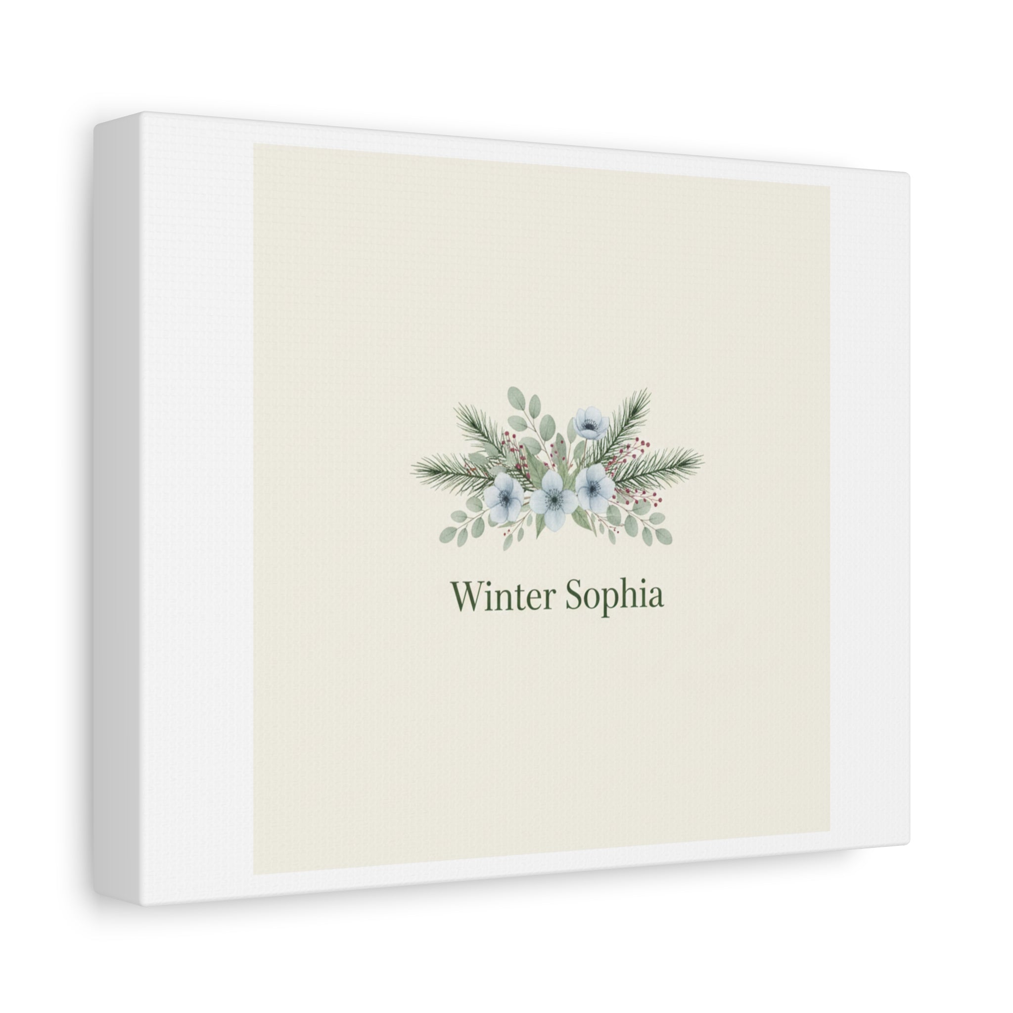 Winter floral wreath Canvas, pine branch botanical art | Minimal winter florals