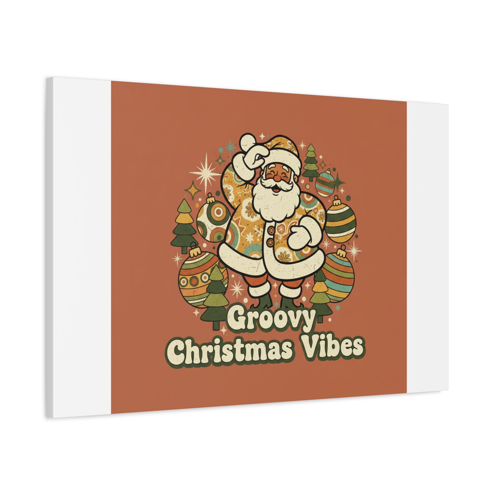 Groovy Christmas Vibes Canvas | 1970s Retro Holiday Art, Vintage Noel