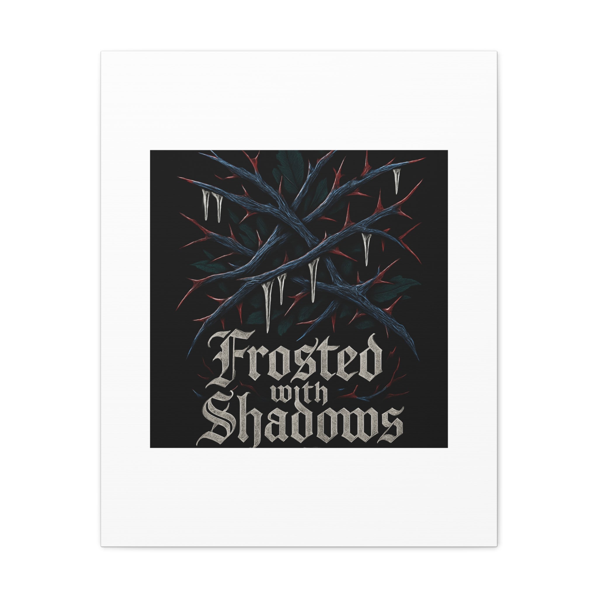 Frosted With Shadows Canvas Art — Gothic Winter Icicle Wall Decor