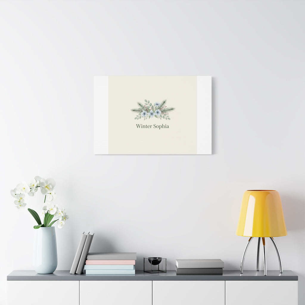 Winter floral wreath Canvas, pine branch botanical art | Minimal winter florals