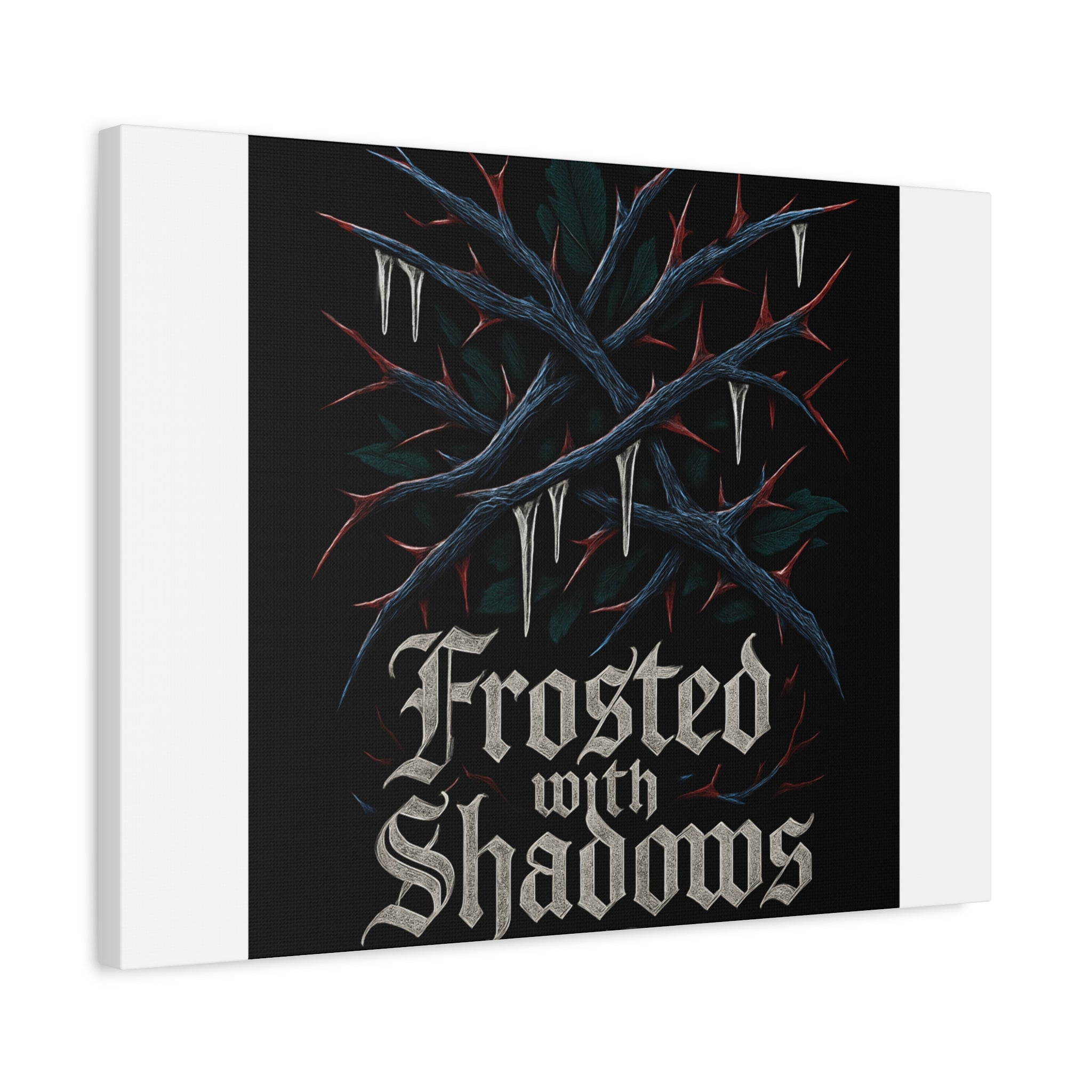 Frosted With Shadows Canvas Art — Gothic Winter Icicle Wall Decor
