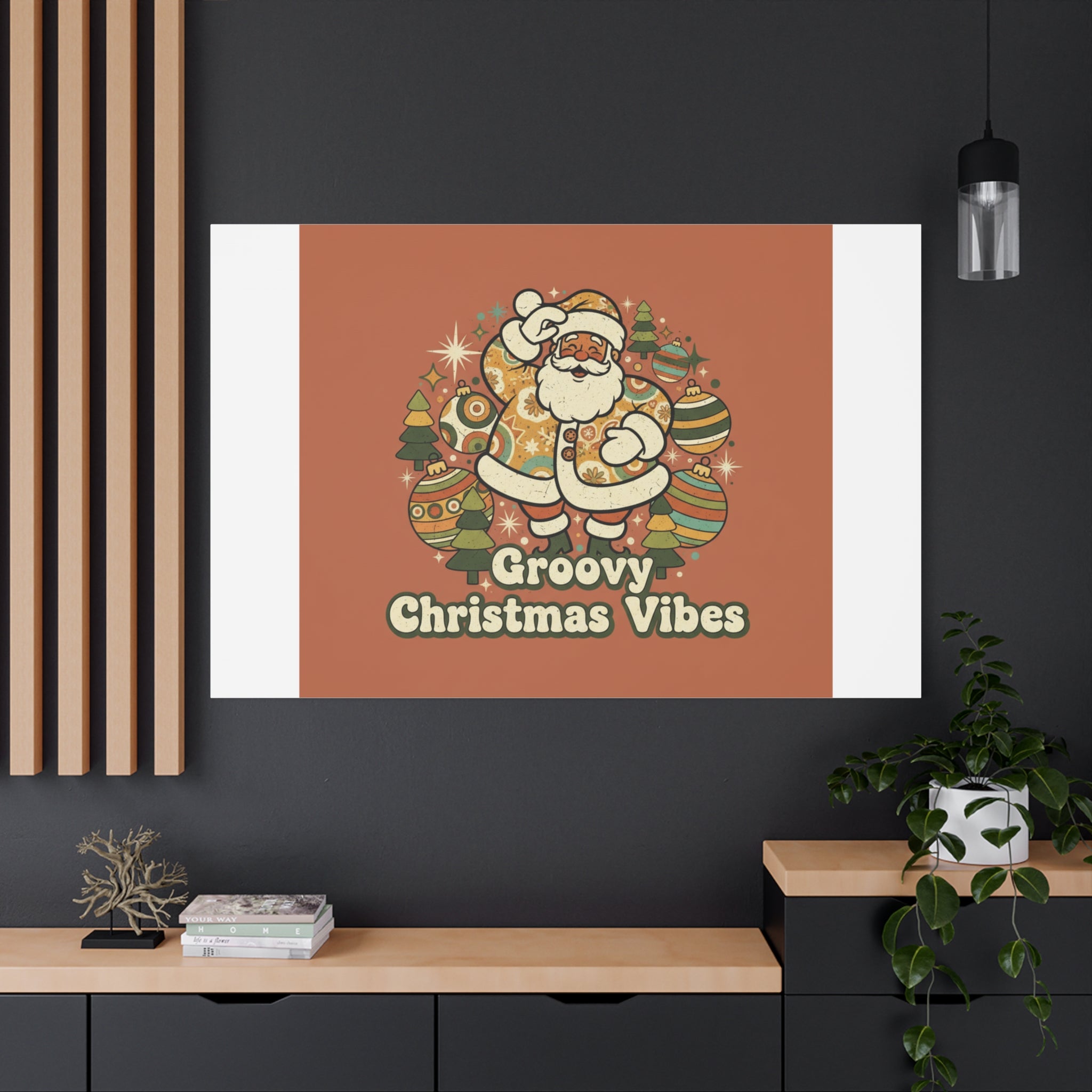 Groovy Christmas Vibes Canvas | 1970s Retro Holiday Art, Vintage Noel