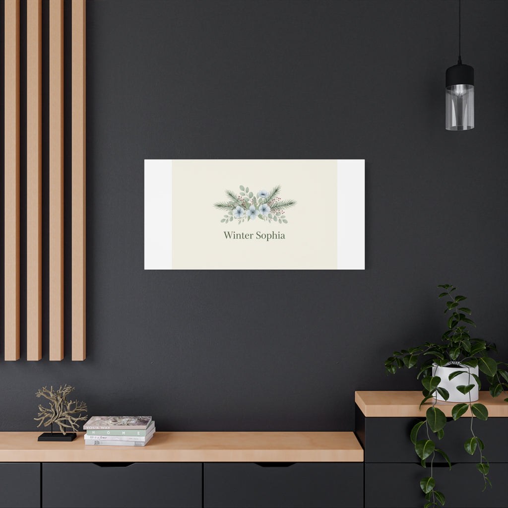 Winter floral wreath Canvas, pine branch botanical art | Minimal winter florals