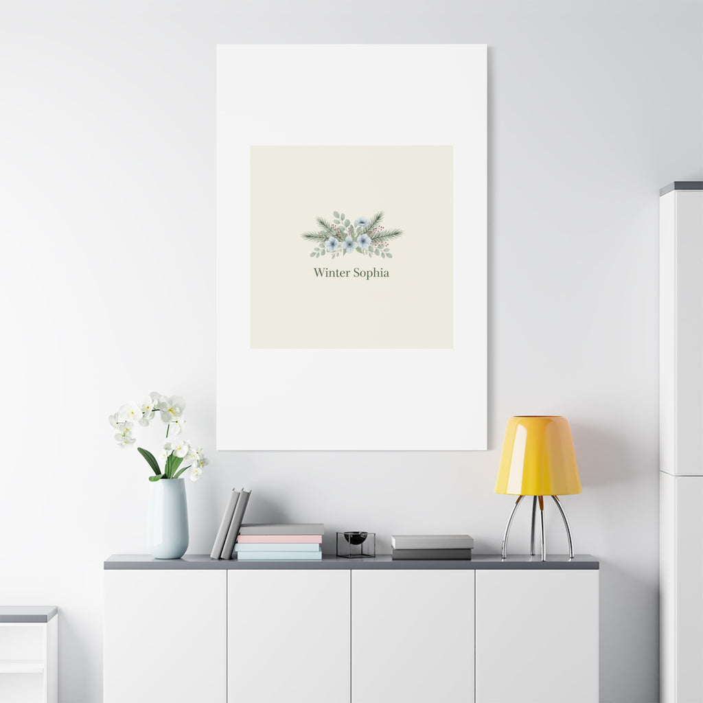 Winter floral wreath Canvas, pine branch botanical art | Minimal winter florals