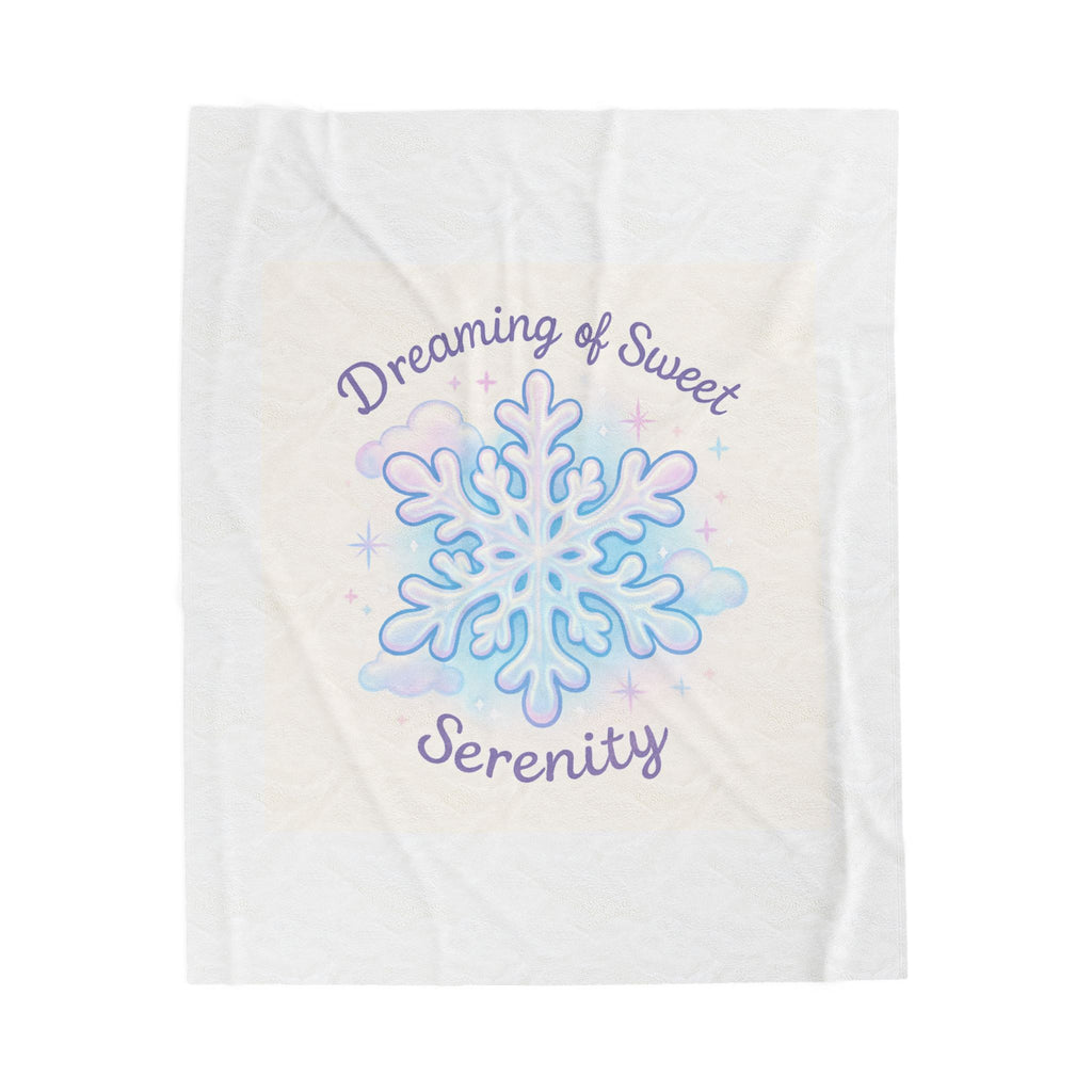 Velveteen Plush Blanket — 'Dreaming of Sweet Serenity' Snowflake Plush Throw