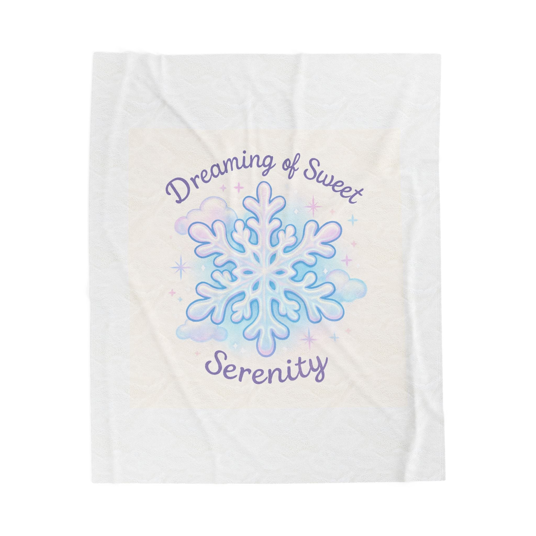 Velveteen Plush Blanket — 'Dreaming of Sweet Serenity' Snowflake Plush Throw