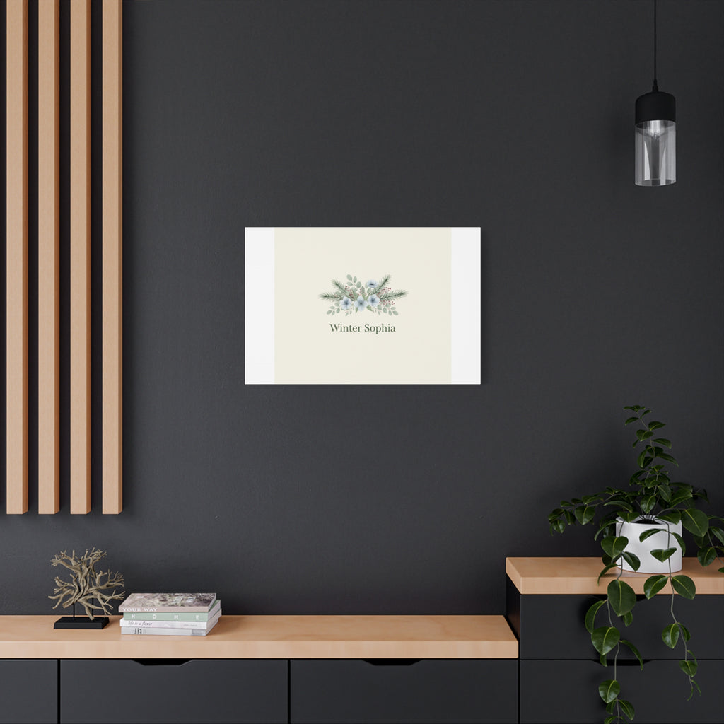Winter floral wreath Canvas, pine branch botanical art | Minimal winter florals