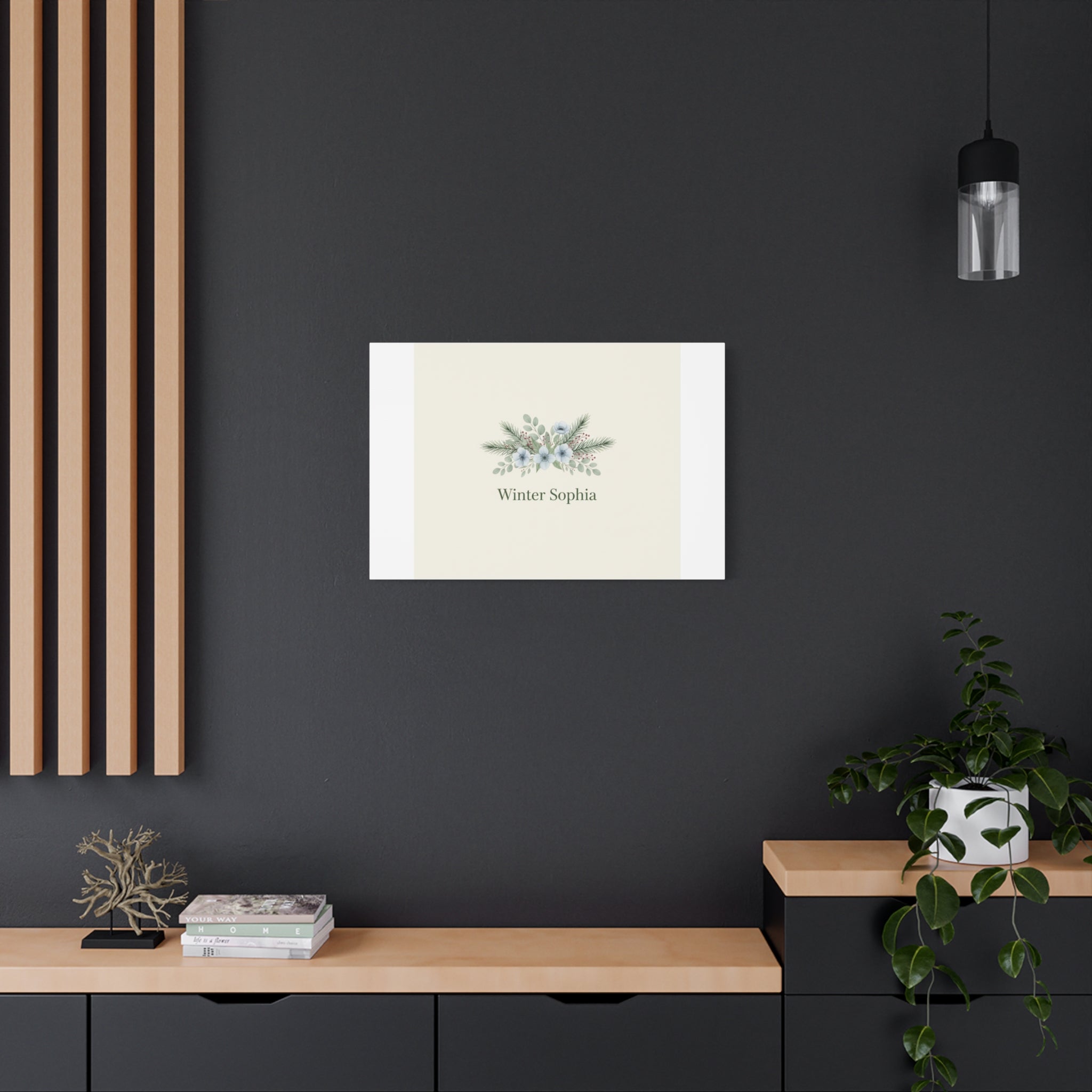 Winter floral wreath Canvas, pine branch botanical art | Minimal winter florals