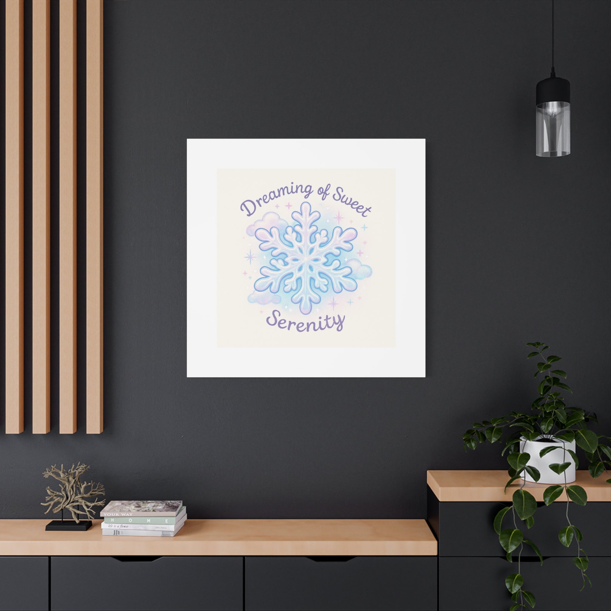 Canvas Wall Art - "Dreaming of Sweet Serenity" Snowflake Illustration
