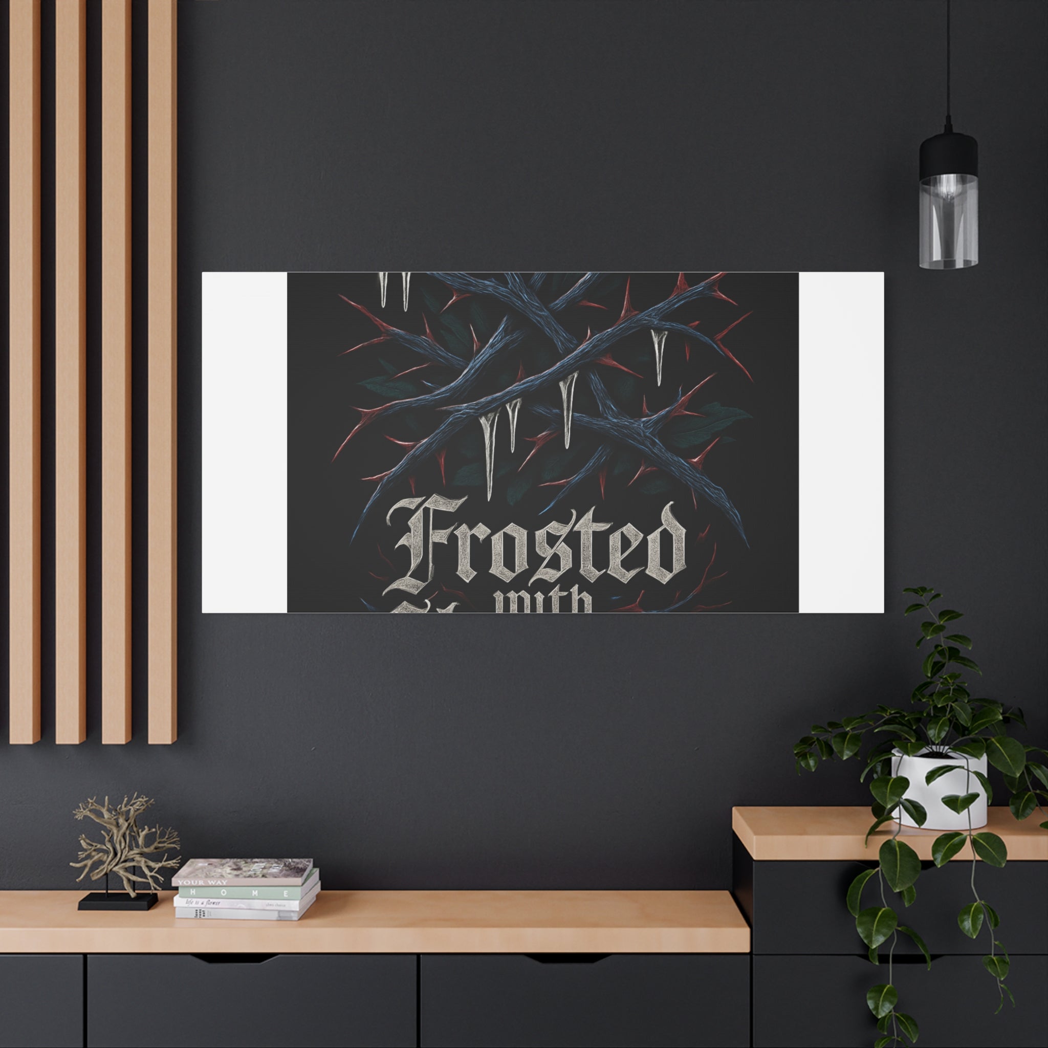 Frosted With Shadows Canvas Art — Gothic Winter Icicle Wall Decor