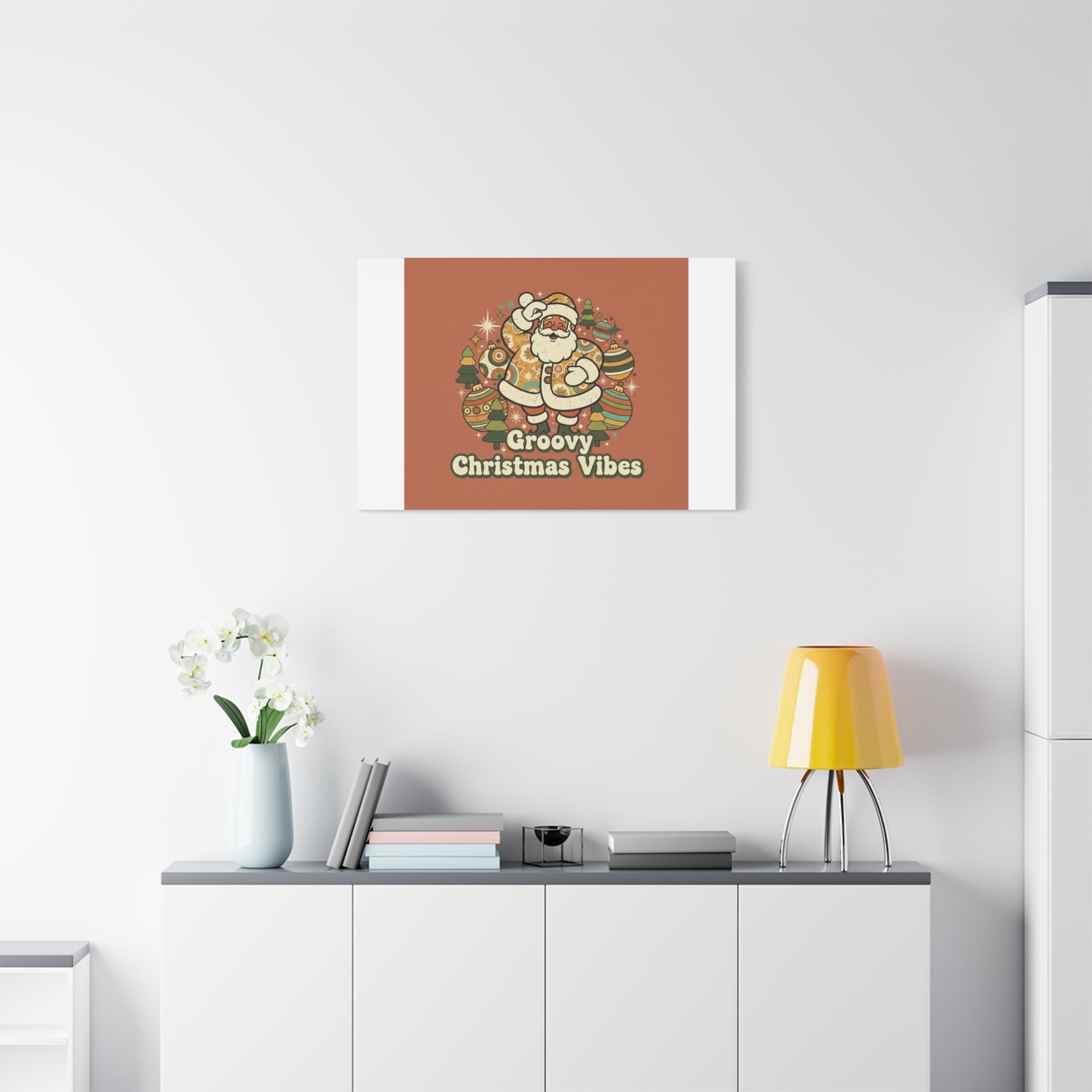 Groovy Christmas Vibes Canvas | 1970s Retro Holiday Art, Vintage Noel