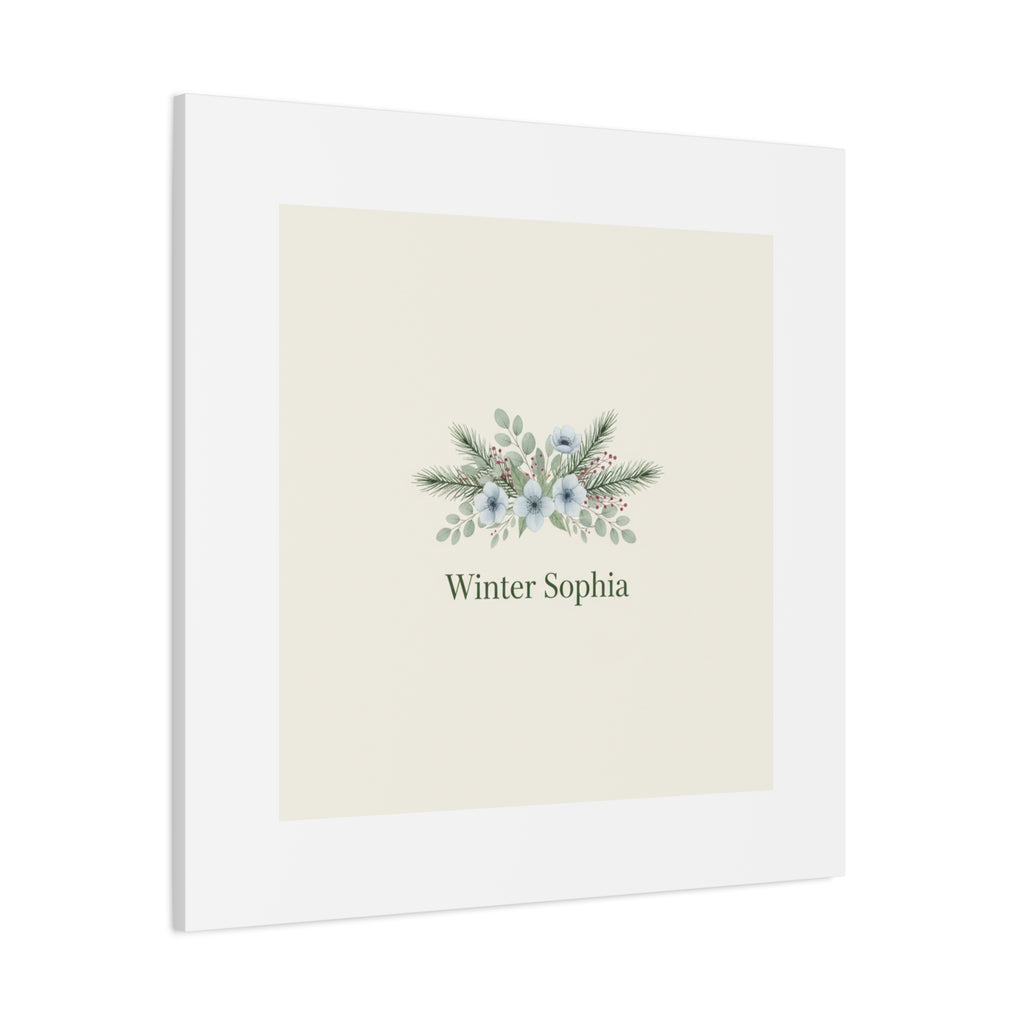 Winter floral wreath Canvas, pine branch botanical art | Minimal winter florals