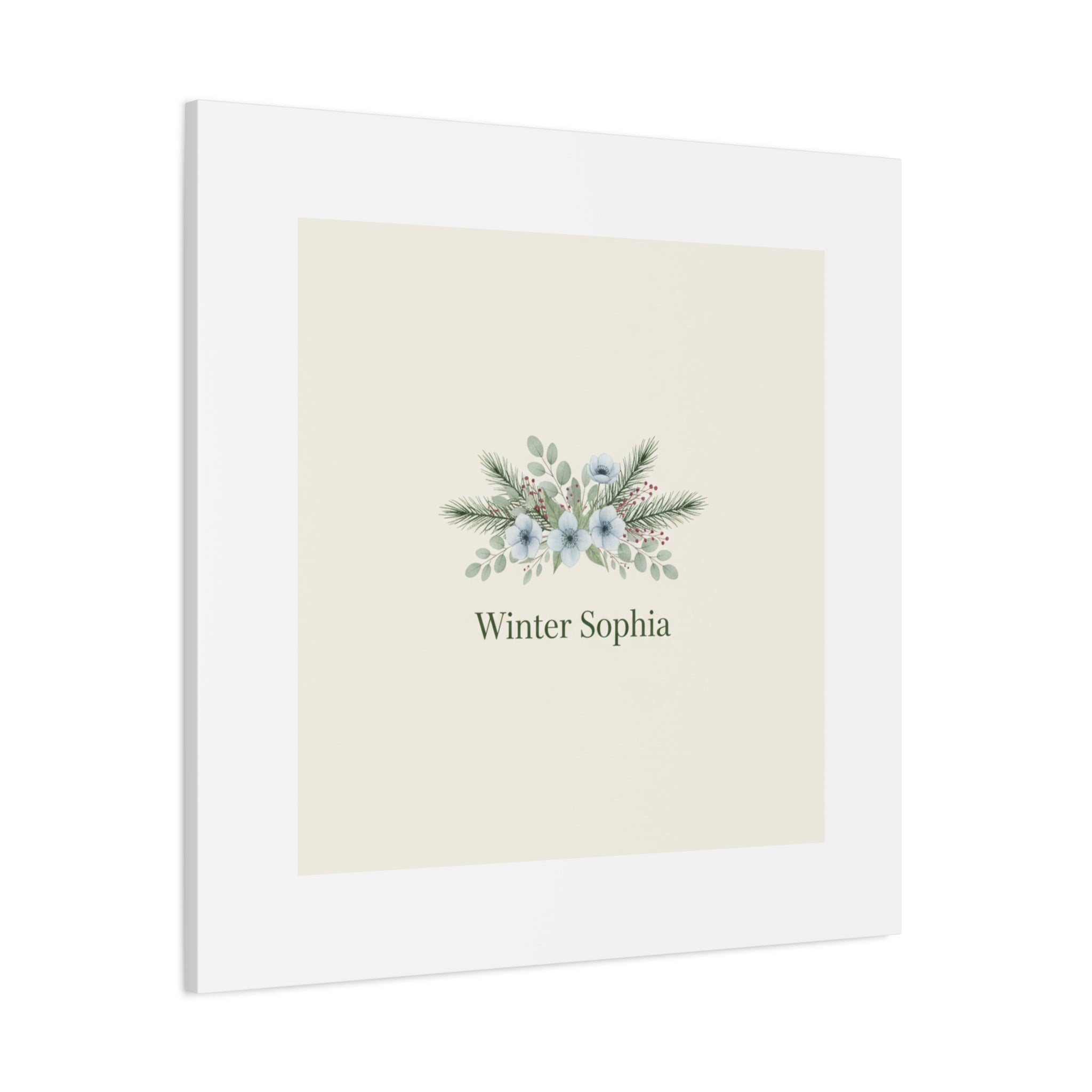 Winter floral wreath Canvas, pine branch botanical art | Minimal winter florals