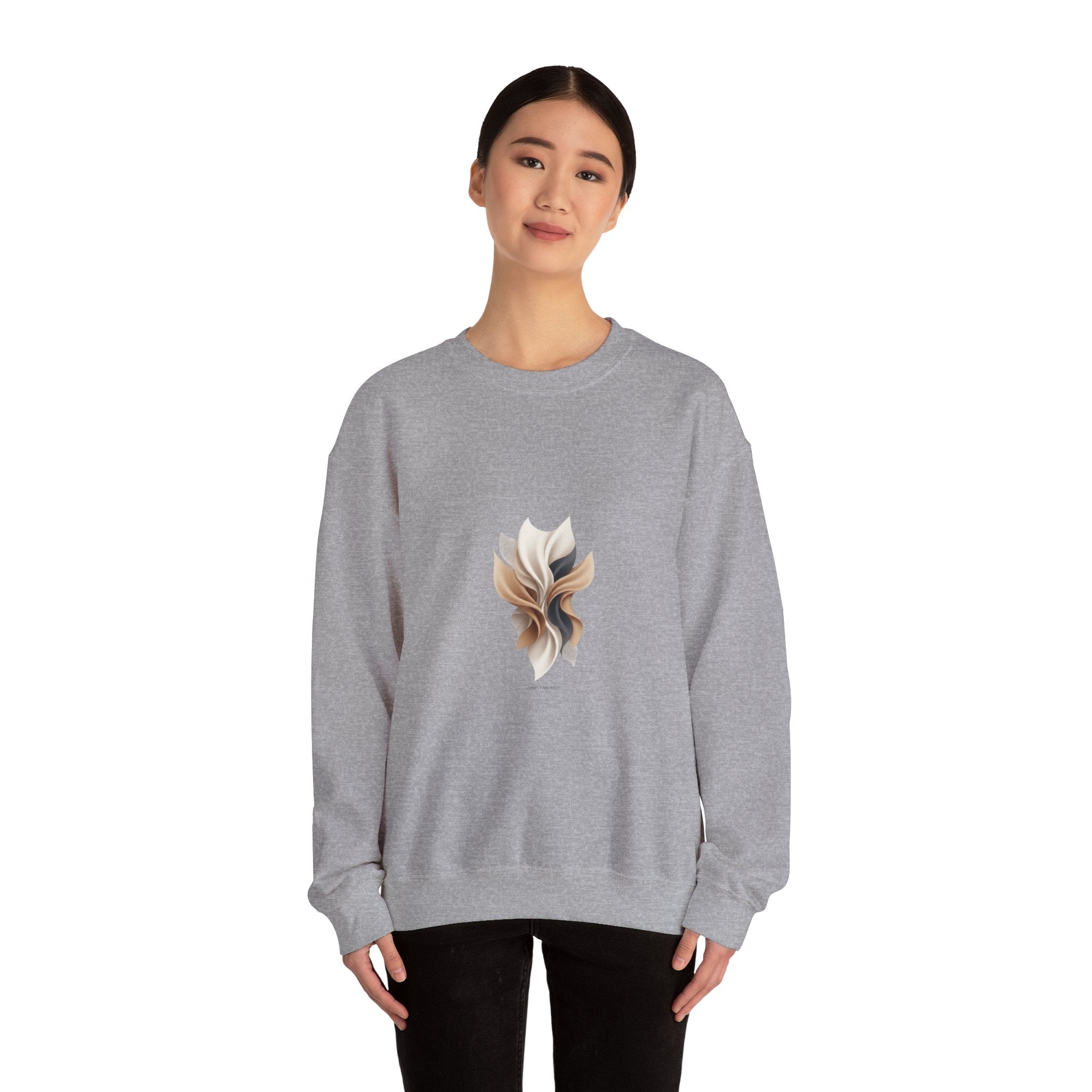 Neutral Abstract Emblem Sweatshirt | quiet luxury, subtle embroidery