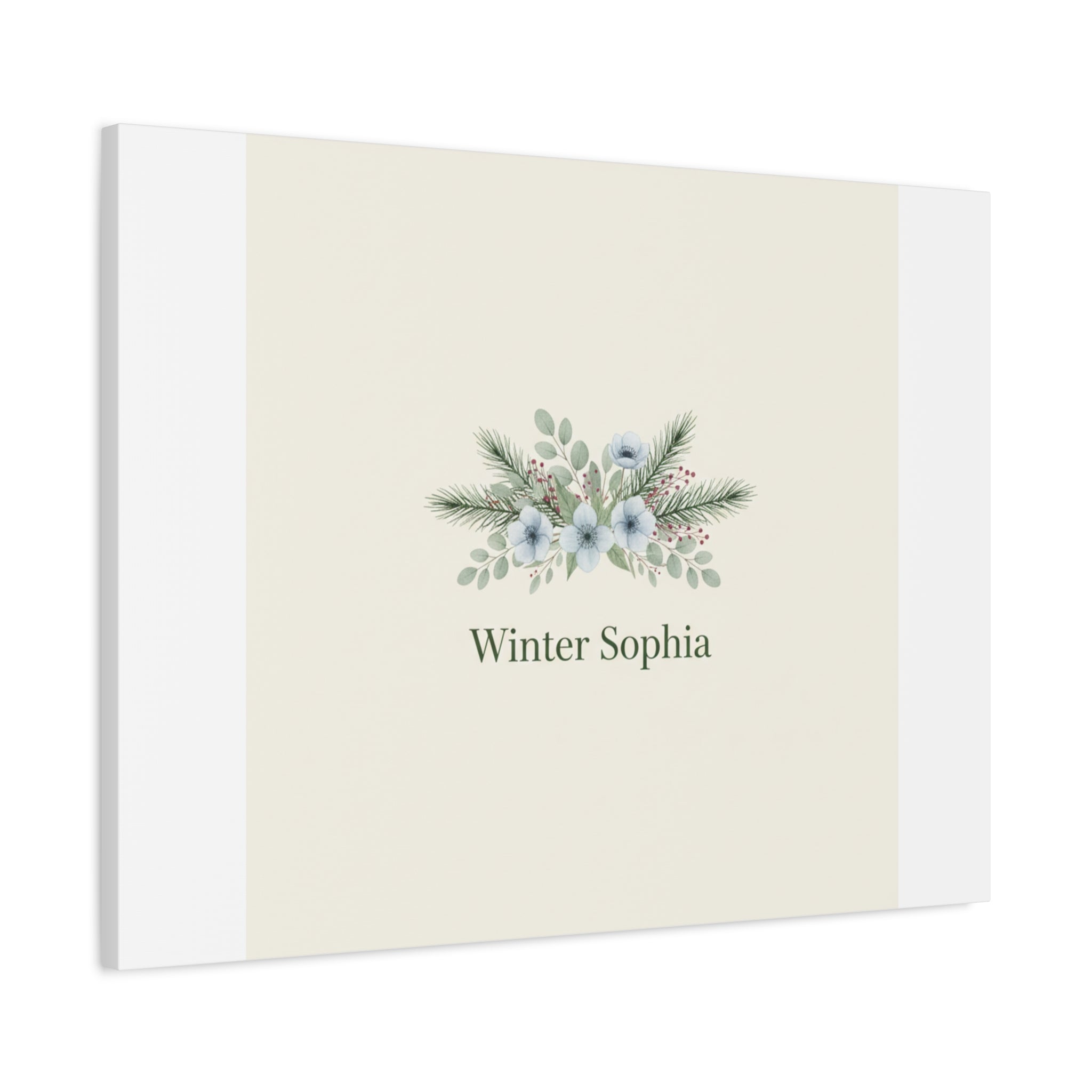 Winter floral wreath Canvas, pine branch botanical art | Minimal winter florals