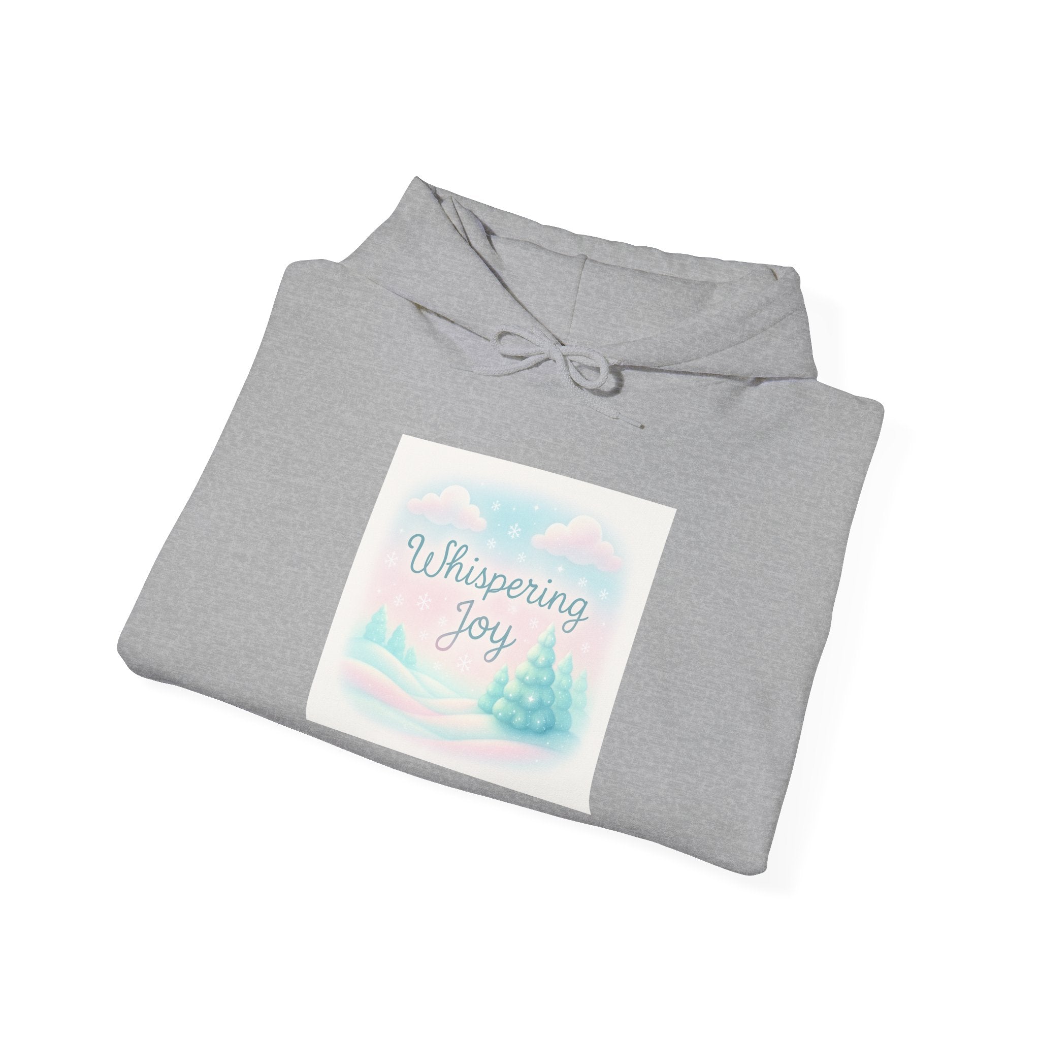 Whispering Joy Hoodie — Pastel Winter Scene Christmas Sweatshirt