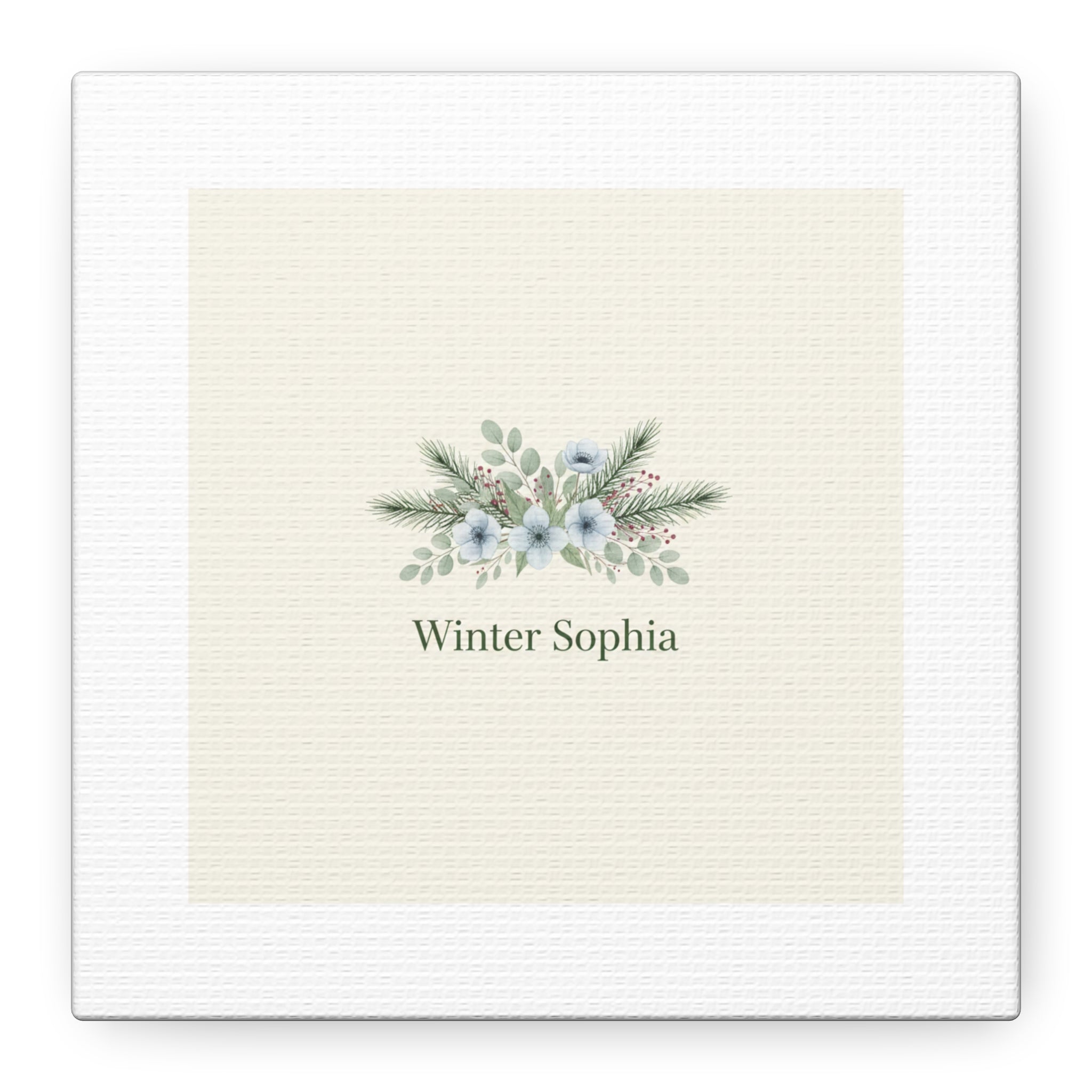 Winter floral wreath Canvas, pine branch botanical art | Minimal winter florals