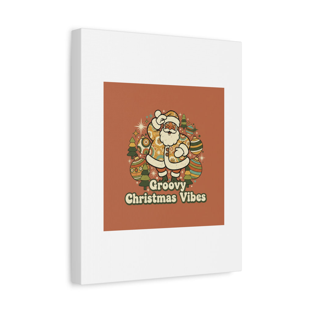 Groovy Christmas Vibes Canvas | 1970s Retro Holiday Art, Vintage Noel