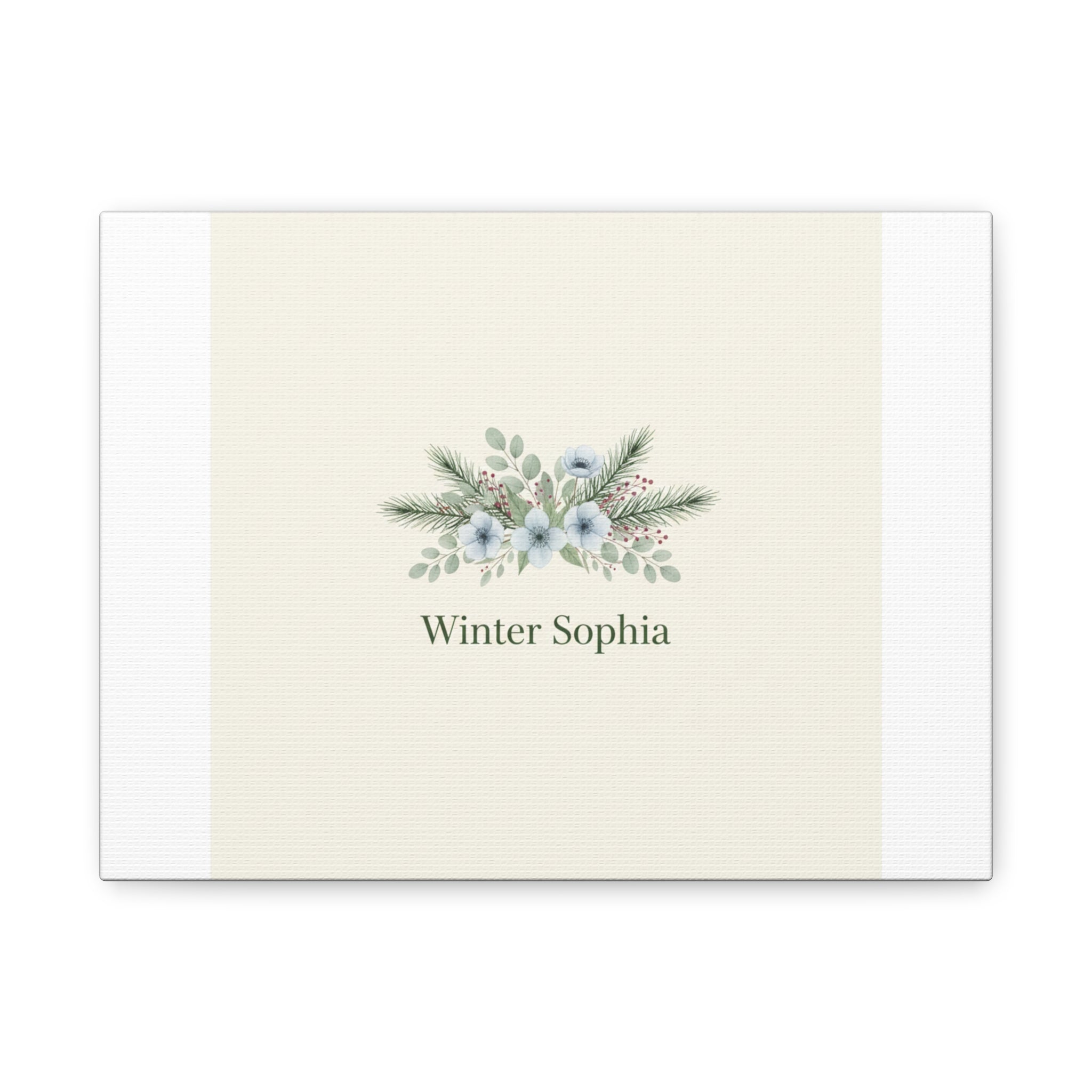 Winter floral wreath Canvas, pine branch botanical art | Minimal winter florals