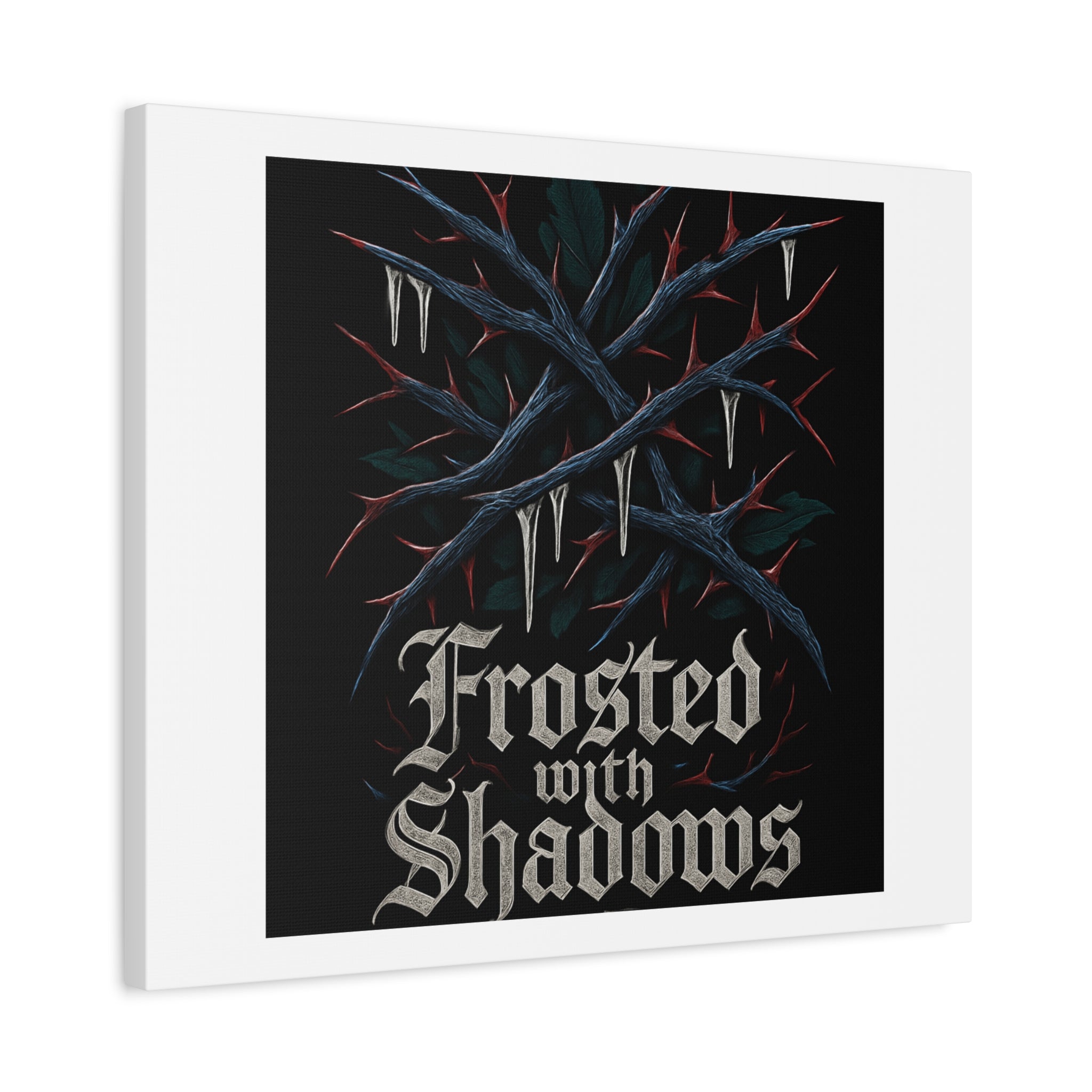 Frosted With Shadows Canvas Art — Gothic Winter Icicle Wall Decor