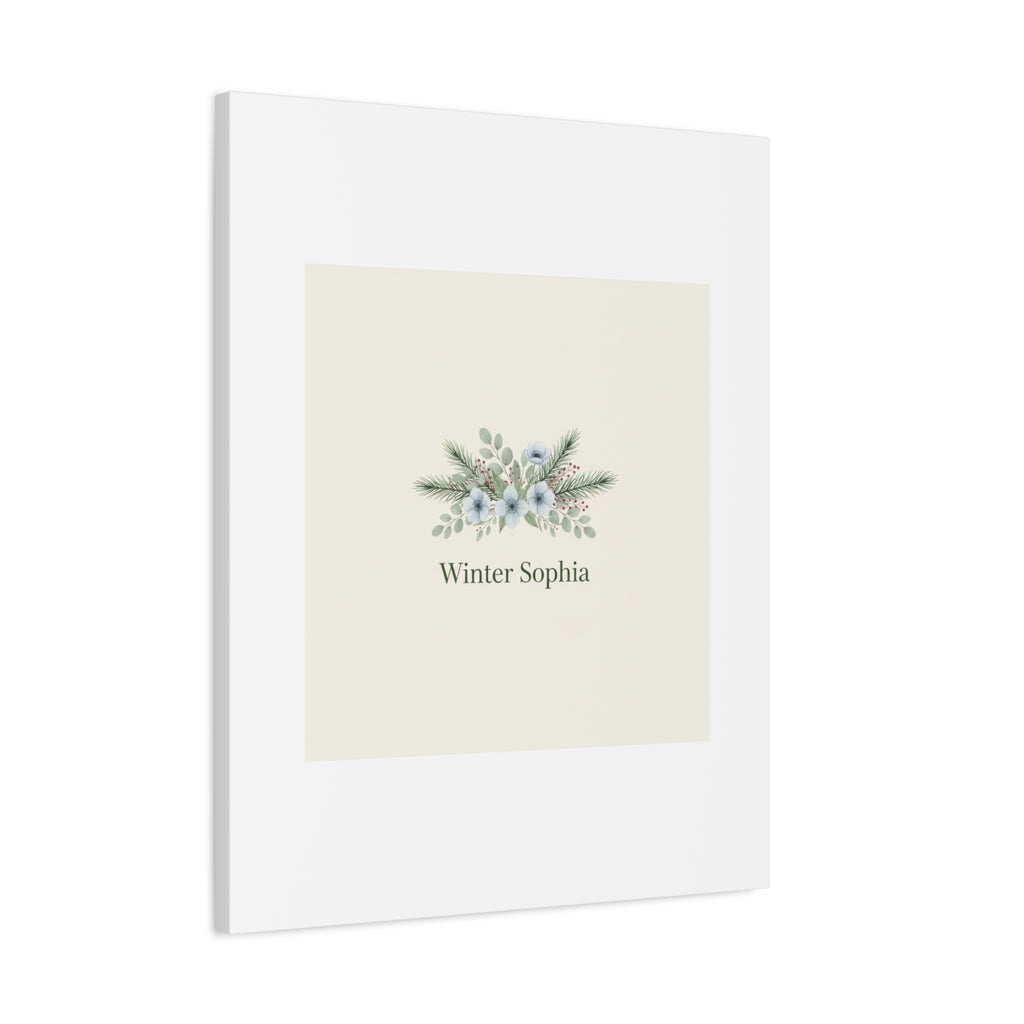 Winter floral wreath Canvas, pine branch botanical art | Minimal winter florals