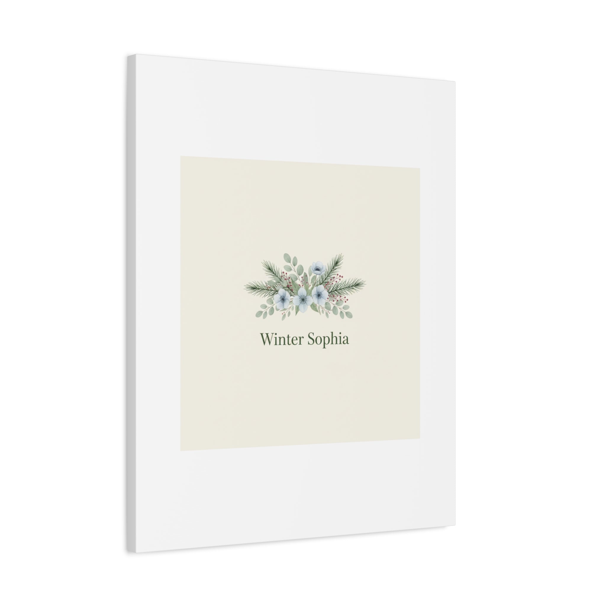 Winter floral wreath Canvas, pine branch botanical art | Minimal winter florals