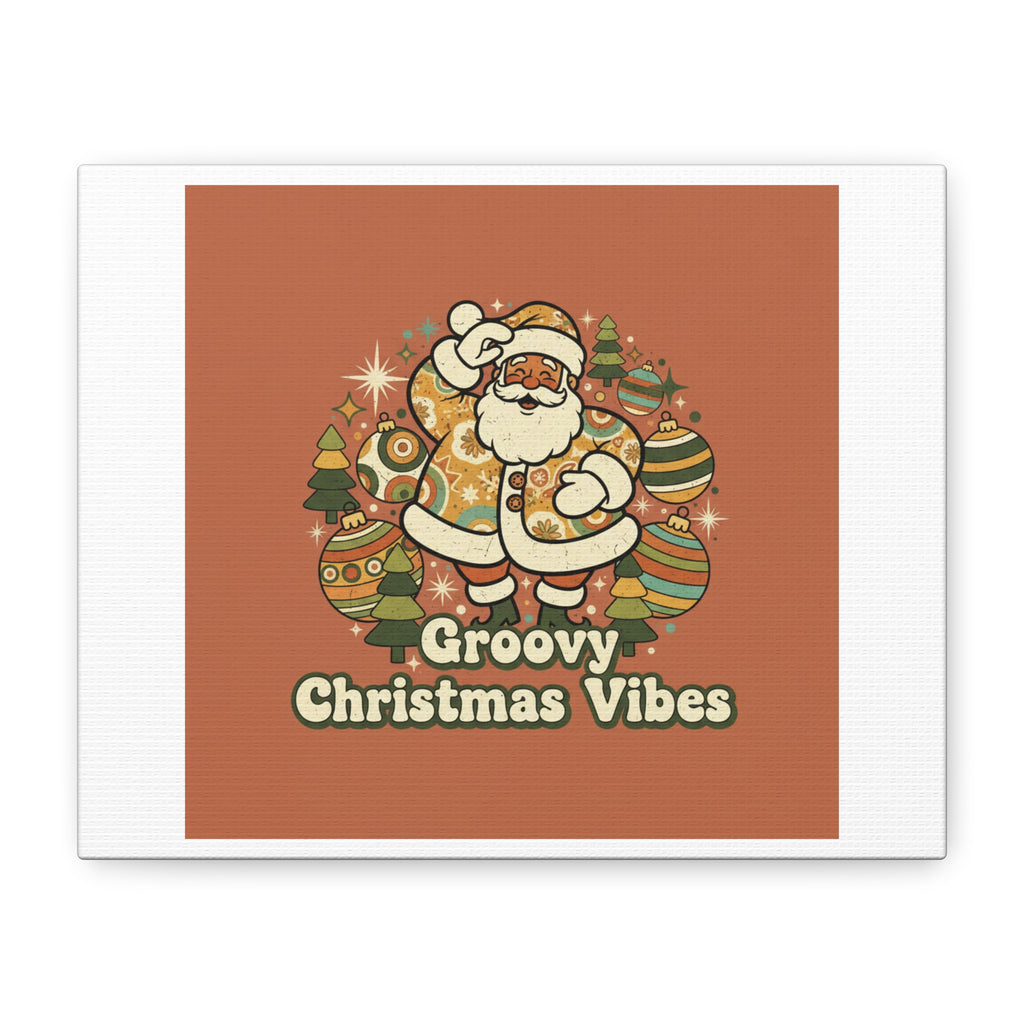 Groovy Christmas Vibes Canvas | 1970s Retro Holiday Art, Vintage Noel