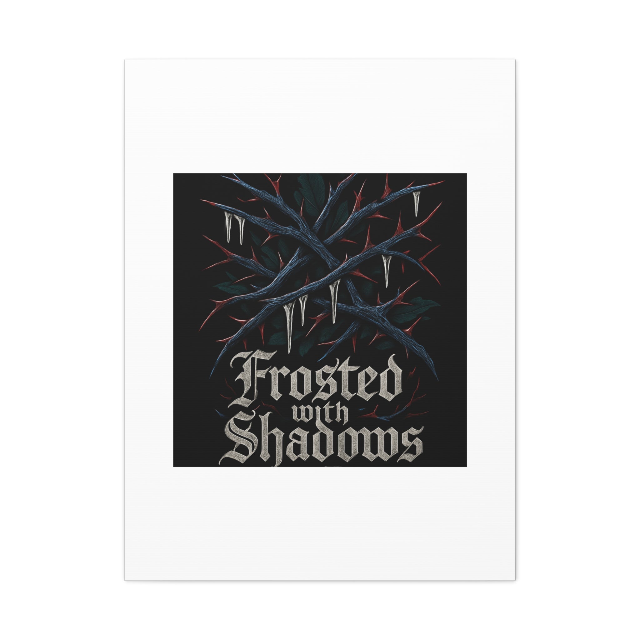 Frosted With Shadows Canvas Art — Gothic Winter Icicle Wall Decor