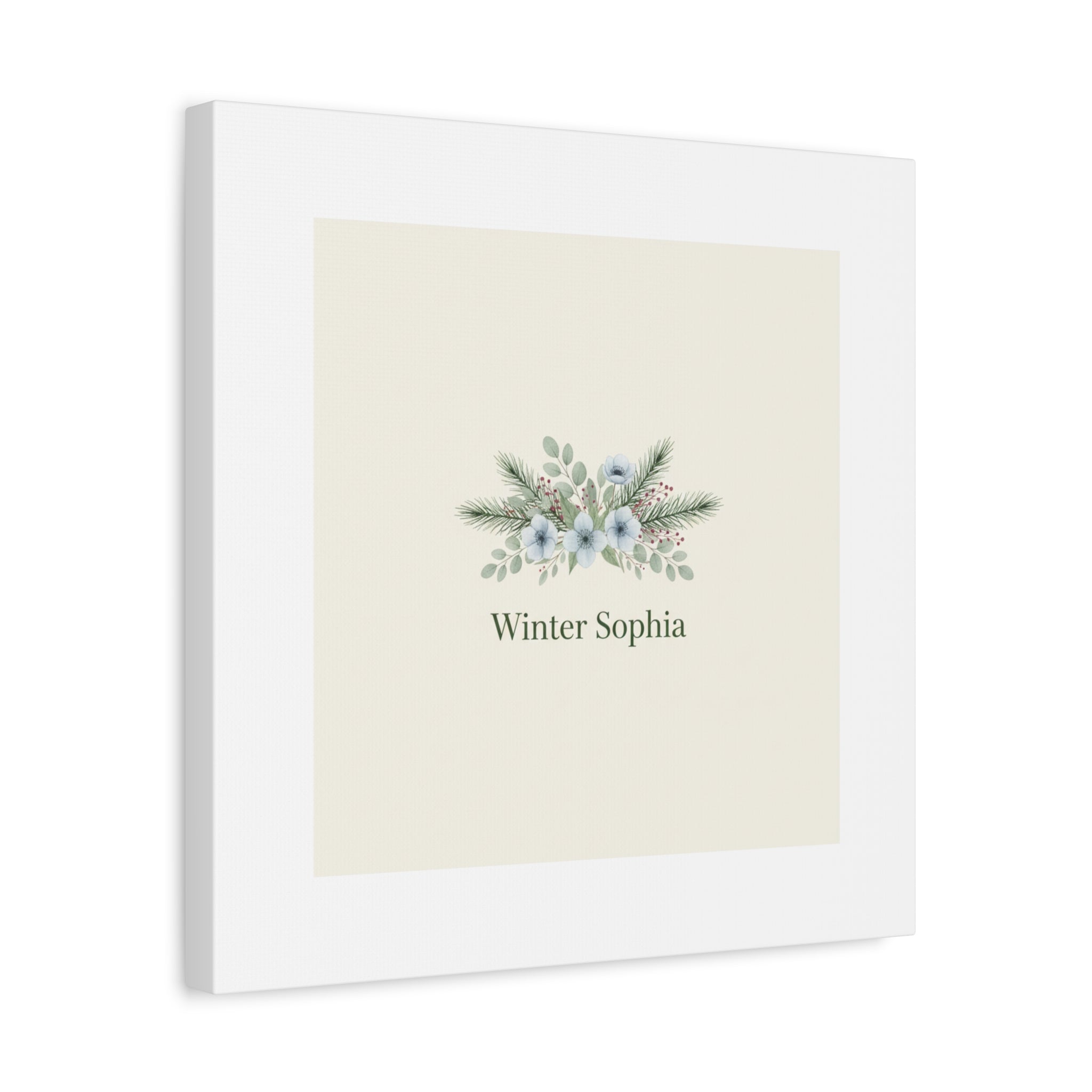 Winter floral wreath Canvas, pine branch botanical art | Minimal winter florals