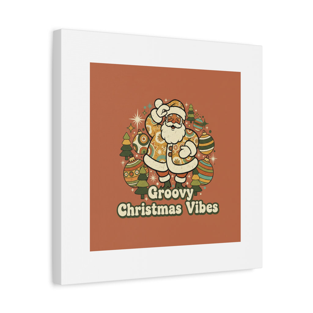 Groovy Christmas Vibes Canvas | 1970s Retro Holiday Art, Vintage Noel