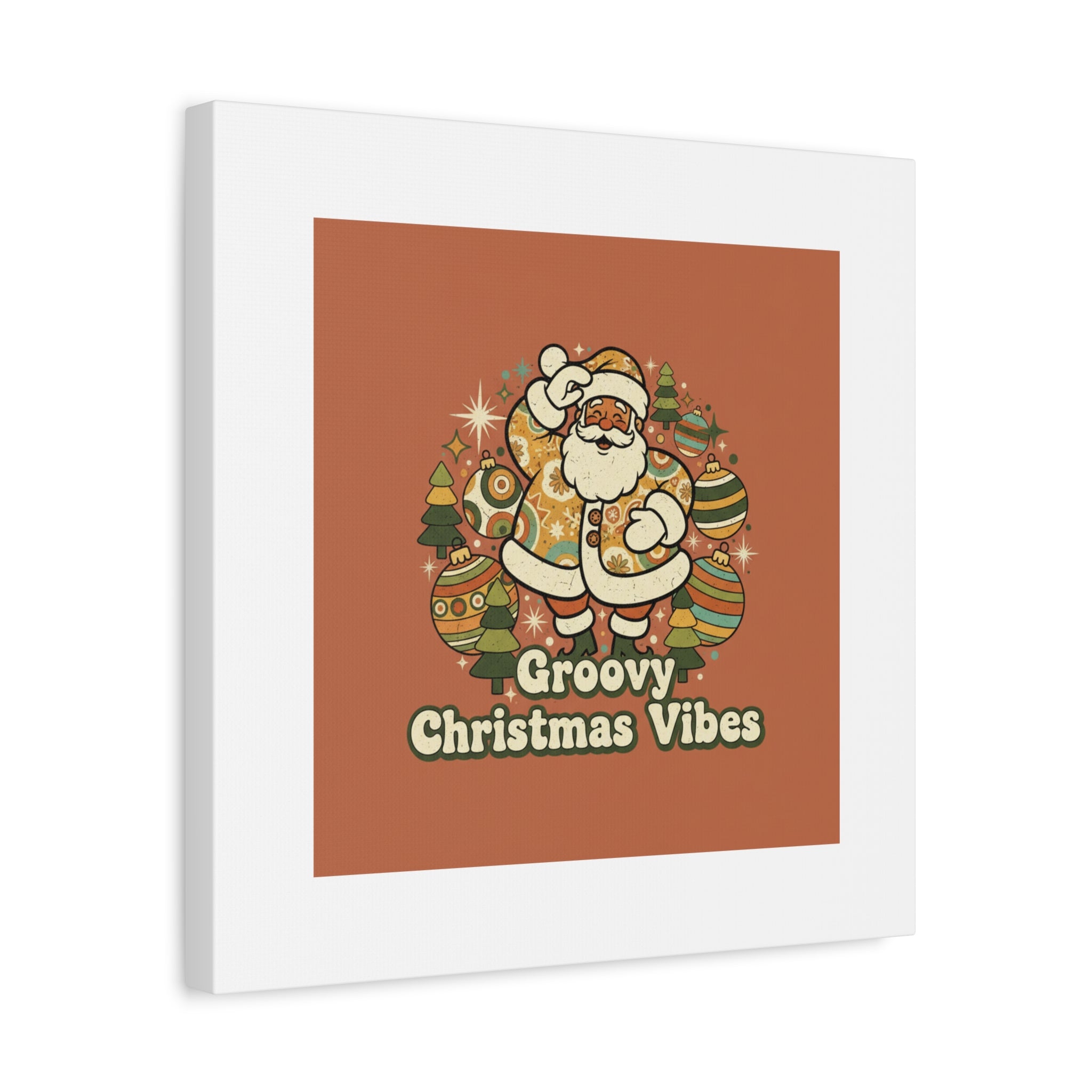 Groovy Christmas Vibes Canvas | 1970s Retro Holiday Art, Vintage Noel