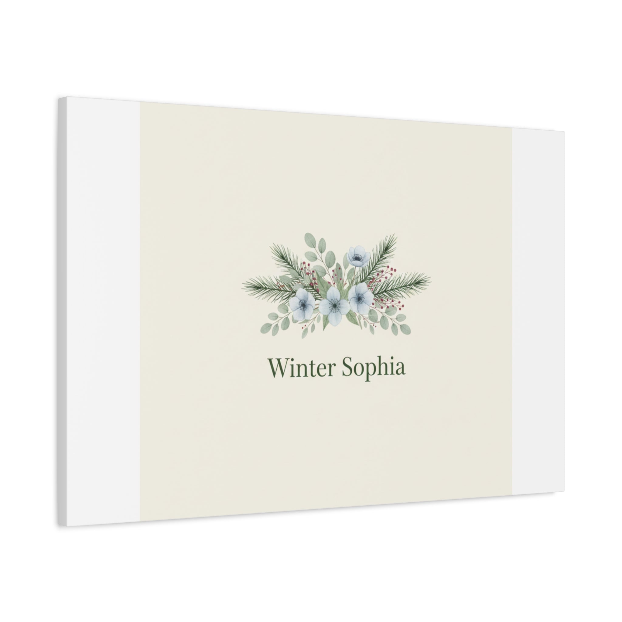 Winter floral wreath Canvas, pine branch botanical art | Minimal winter florals