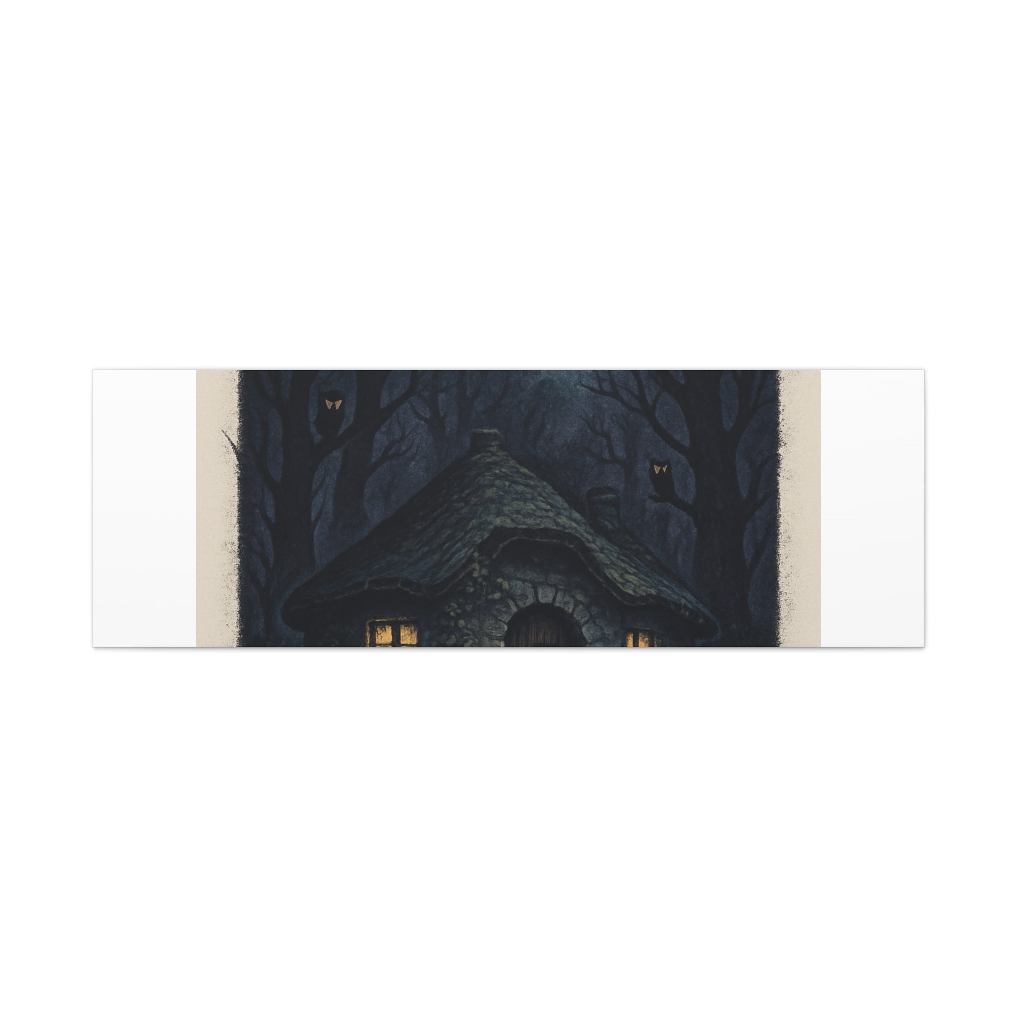 Moonlit Magic Canvas Wall Art — Cozy Cottage Night Illustration