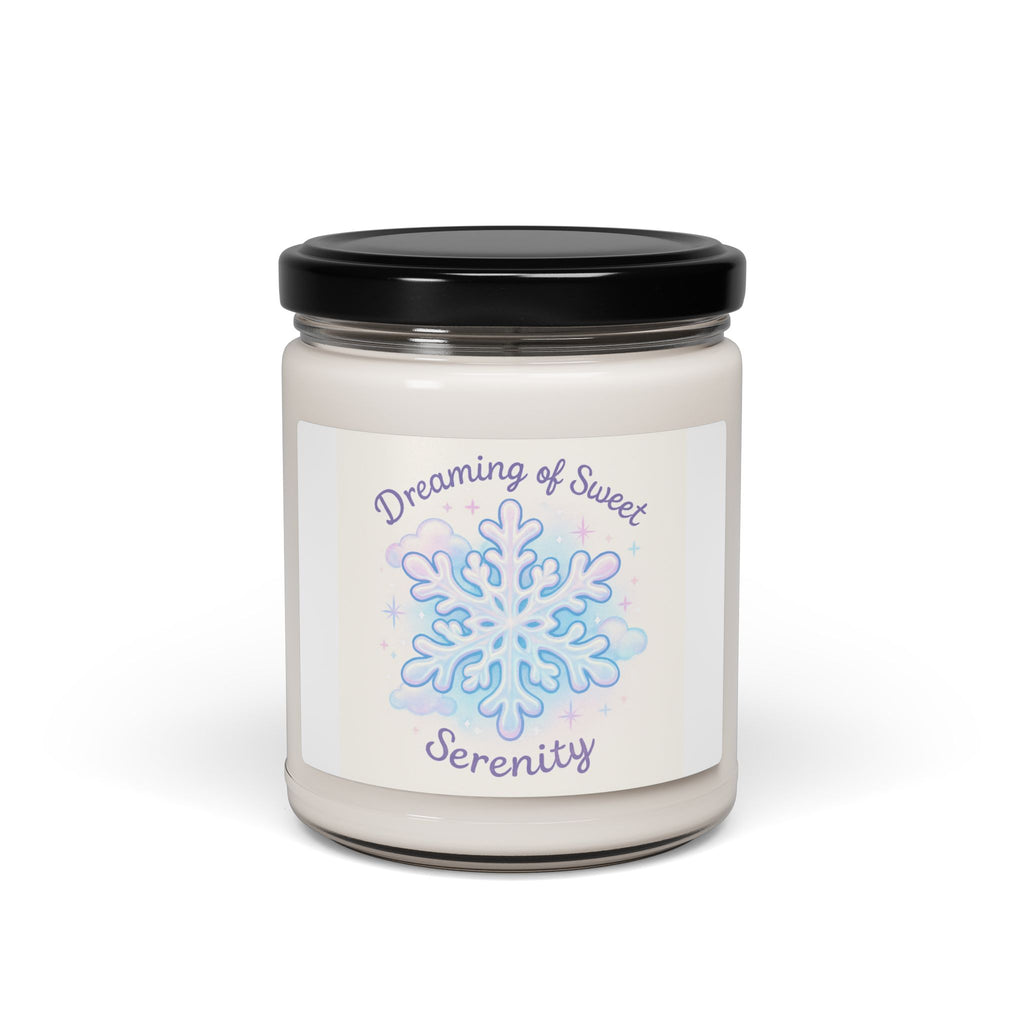 Soy Candle — "Dreaming of Sweet Serenity" Snowflake Scented Jar (9 oz)