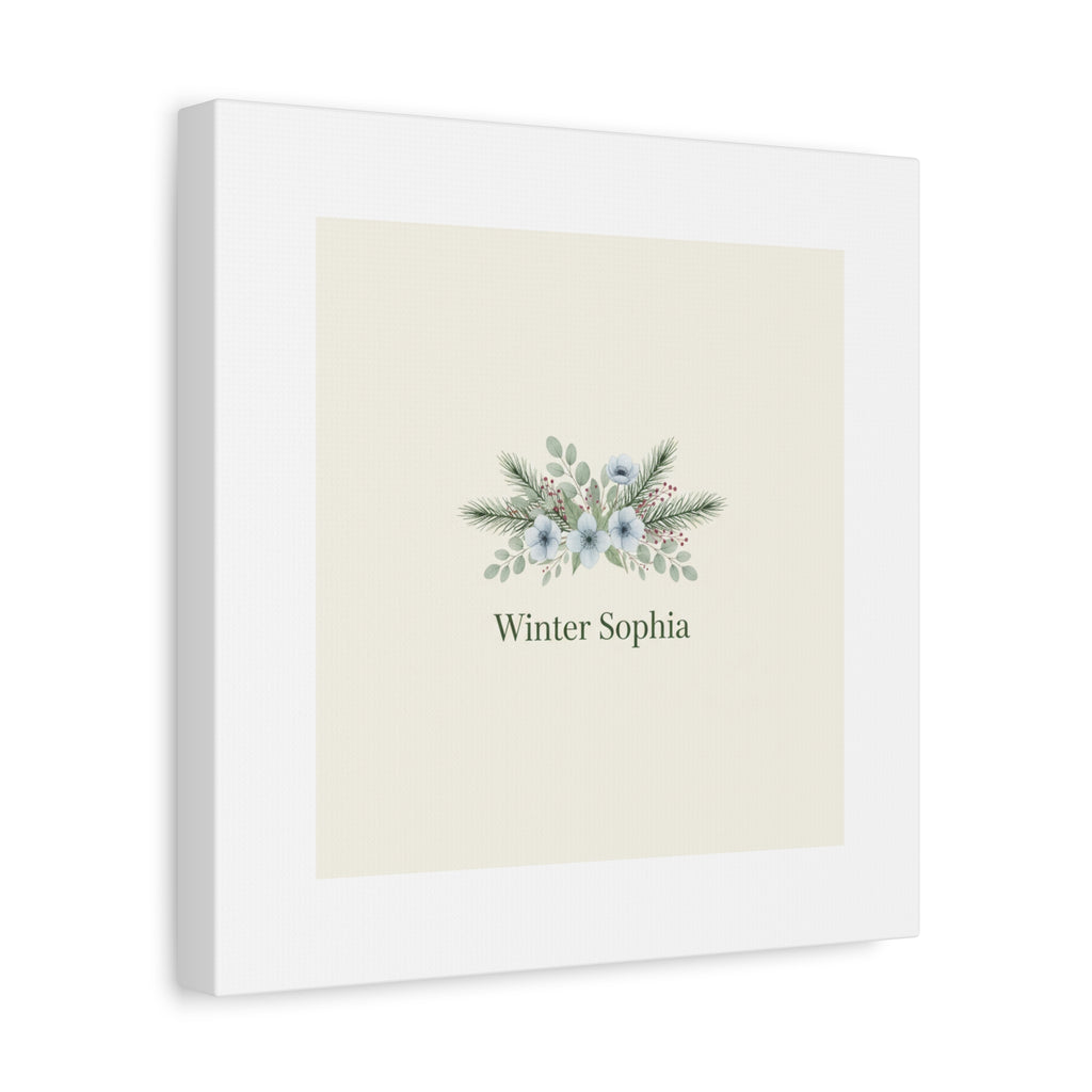 Winter floral wreath Canvas, pine branch botanical art | Minimal winter florals