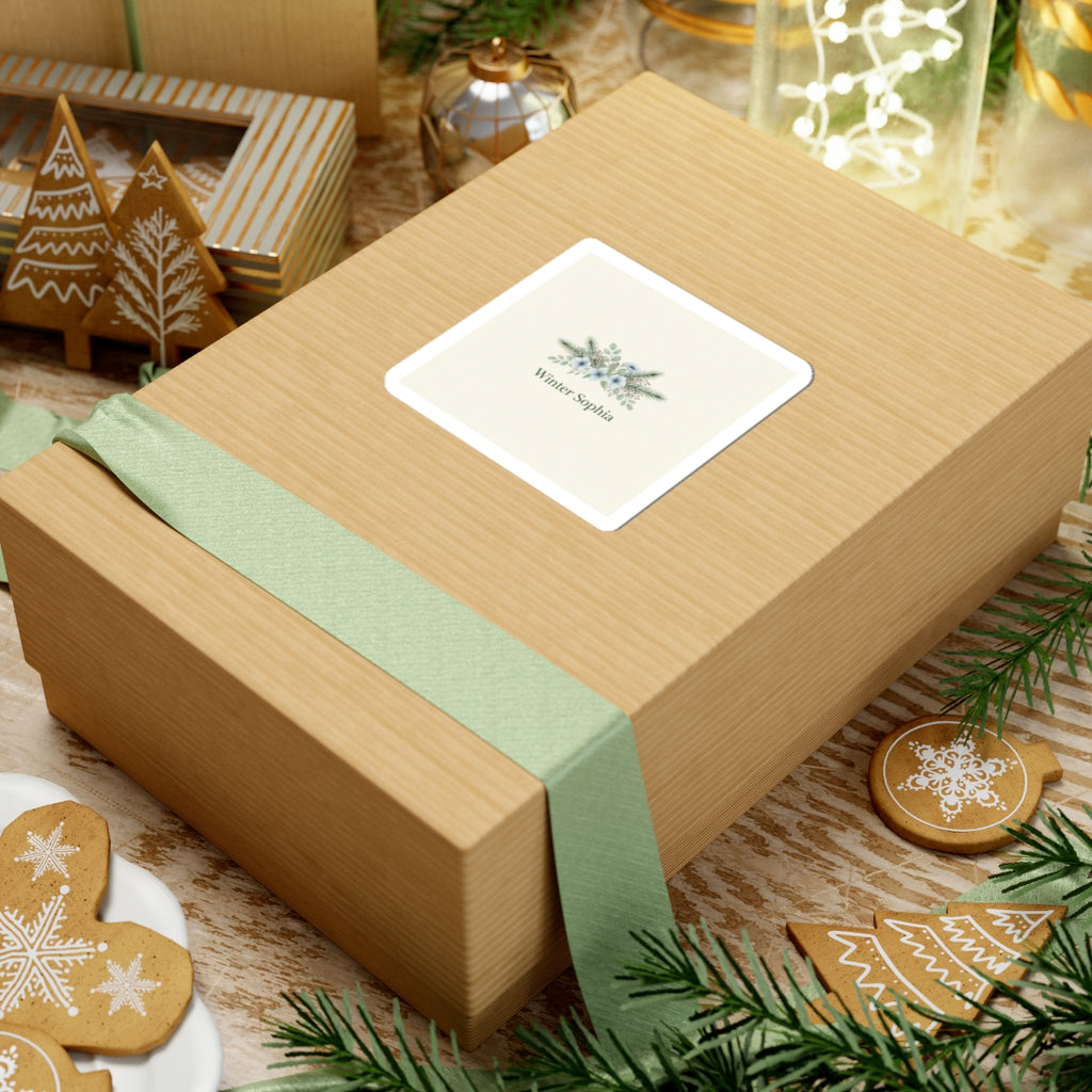 Minimal Winter Floral Sticker | Pine Branch Wreath, Delicate Botanical