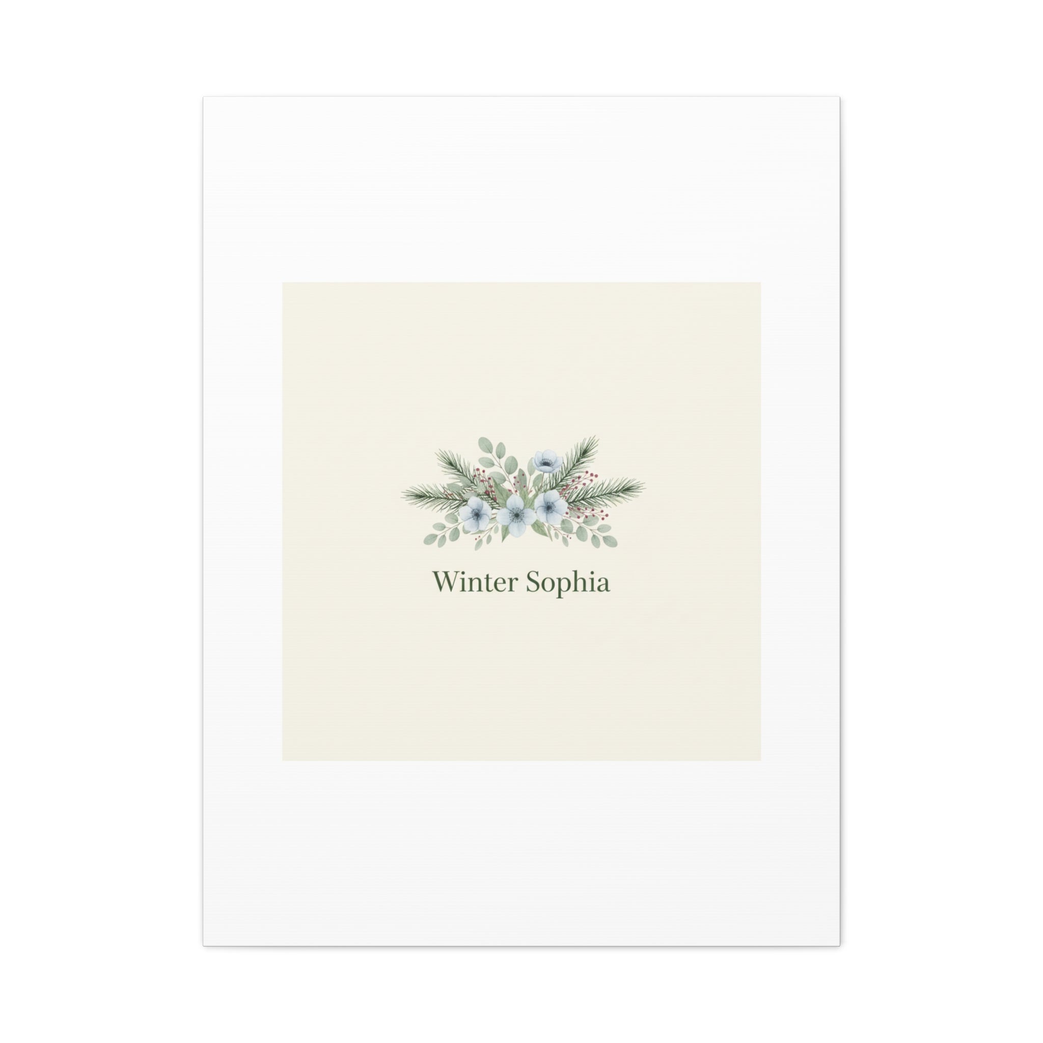 Winter floral wreath Canvas, pine branch botanical art | Minimal winter florals