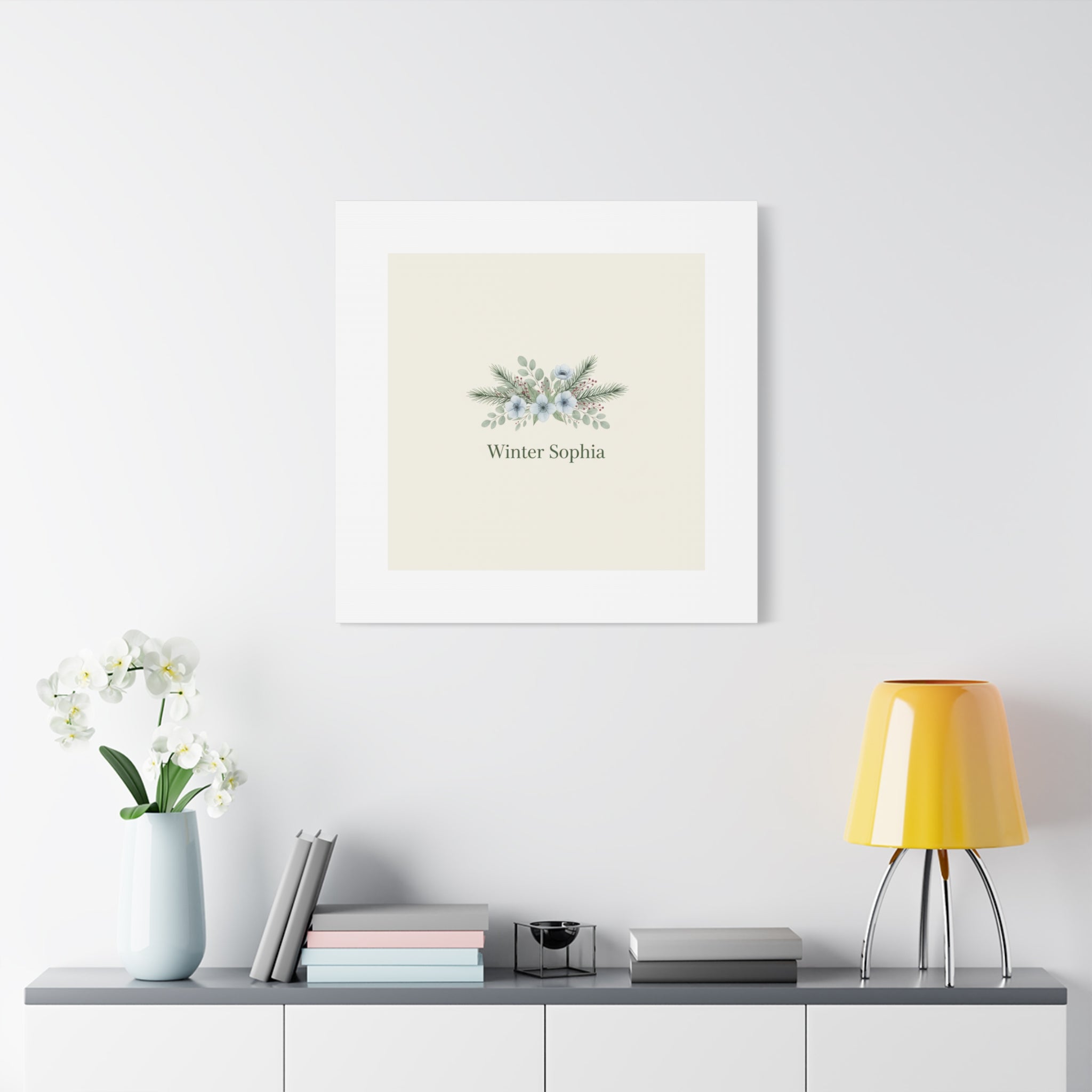Winter floral wreath Canvas, pine branch botanical art | Minimal winter florals