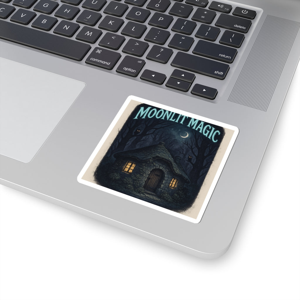 Moonlit Magic Sticker — Witchy Cottage Night Moon Kiss-Cut Sticker