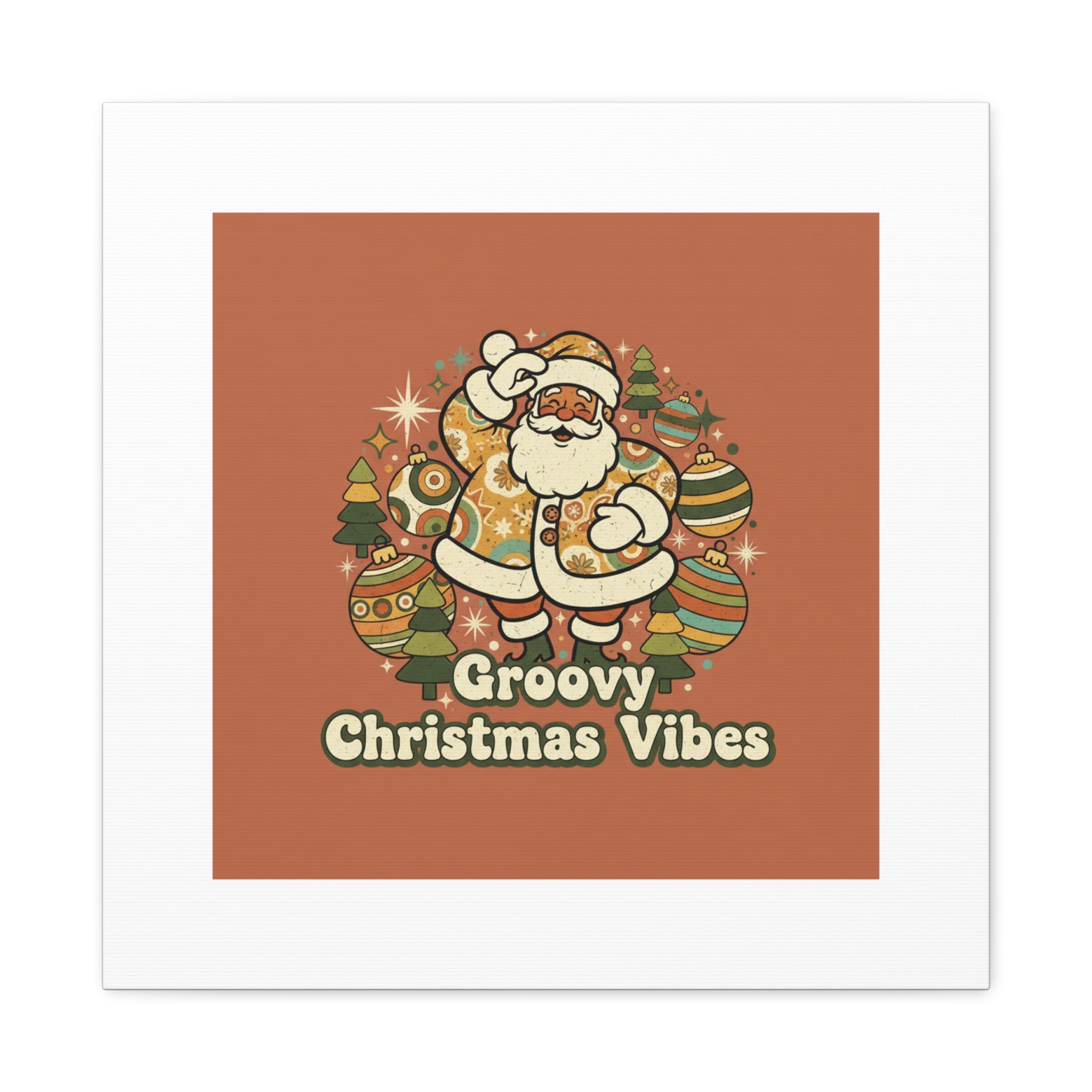 Groovy Christmas Vibes Canvas | 1970s Retro Holiday Art, Vintage Noel