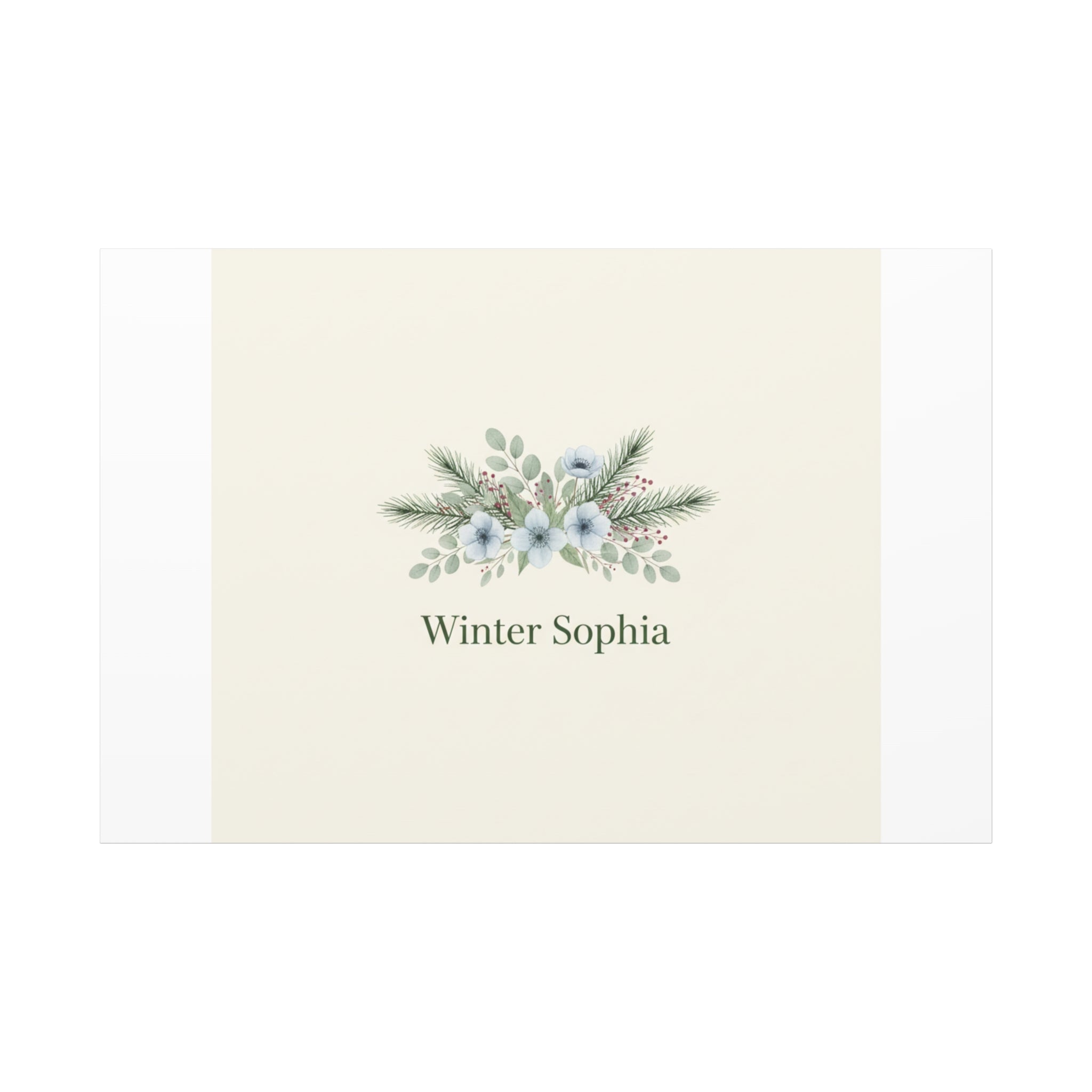 Winter floral wreath Canvas, pine branch botanical art | Minimal winter florals