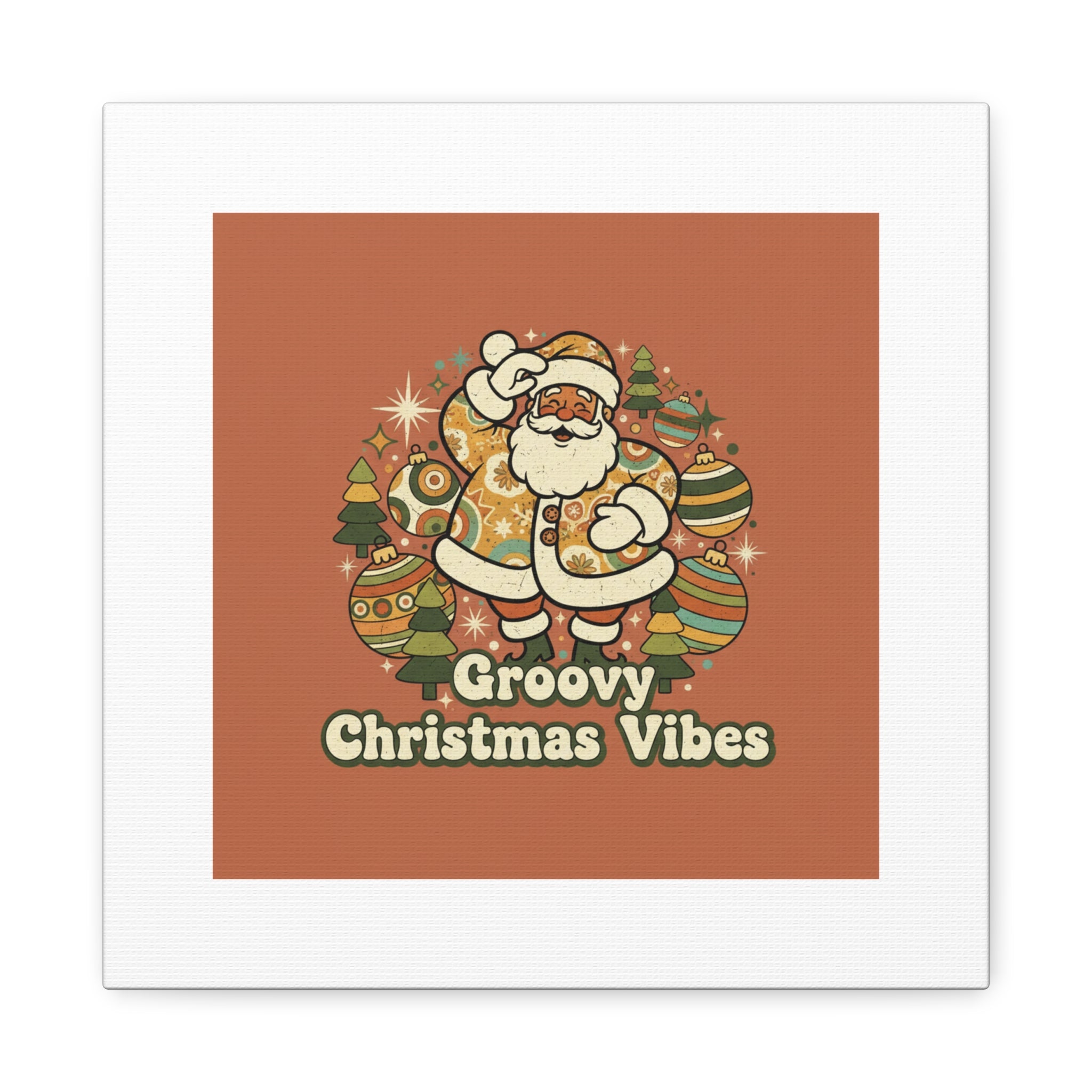 Groovy Christmas Vibes Canvas | 1970s Retro Holiday Art, Vintage Noel