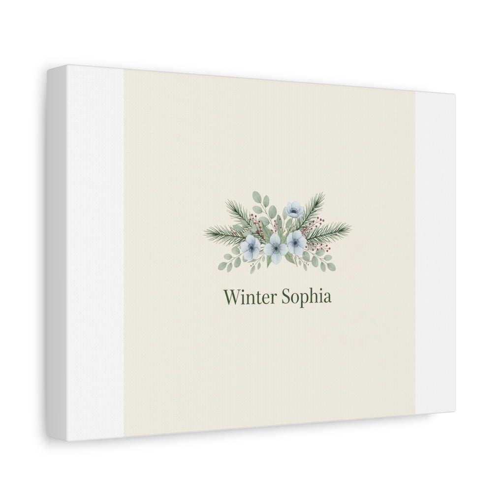 Winter floral wreath Canvas, pine branch botanical art | Minimal winter florals